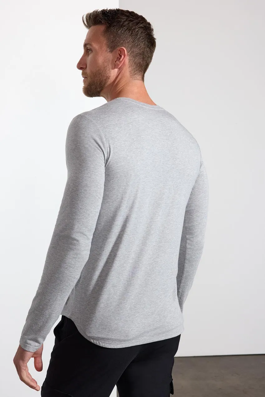 Pima Cotton Long Sleeve Tee With Curved Hem - Htr Concrete sold by MPG product image thumbnail 3