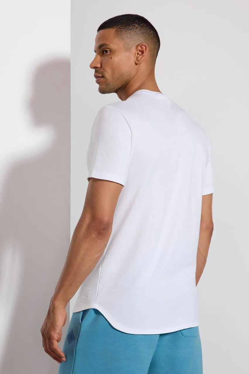 Pima Cotton Henley With Curved Hem - White sold by MPG product image thumbnail 3