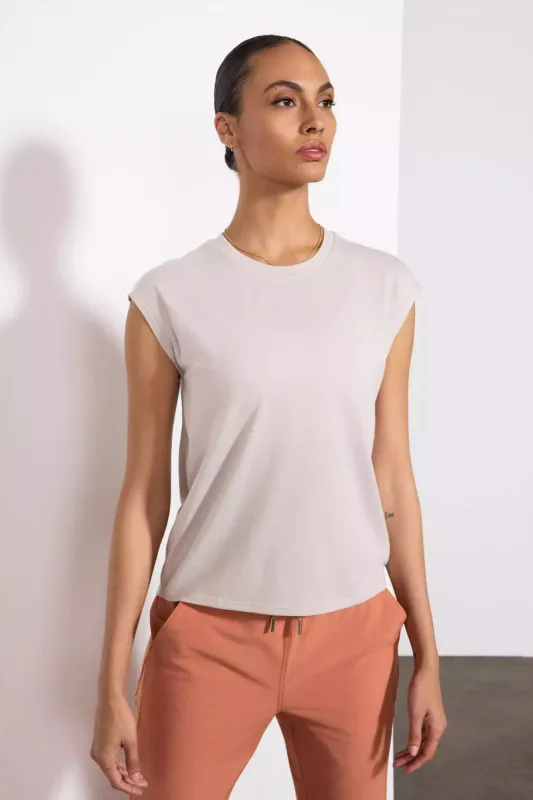 Performance Knit Sleeveless Tee - Stone sold by MPG