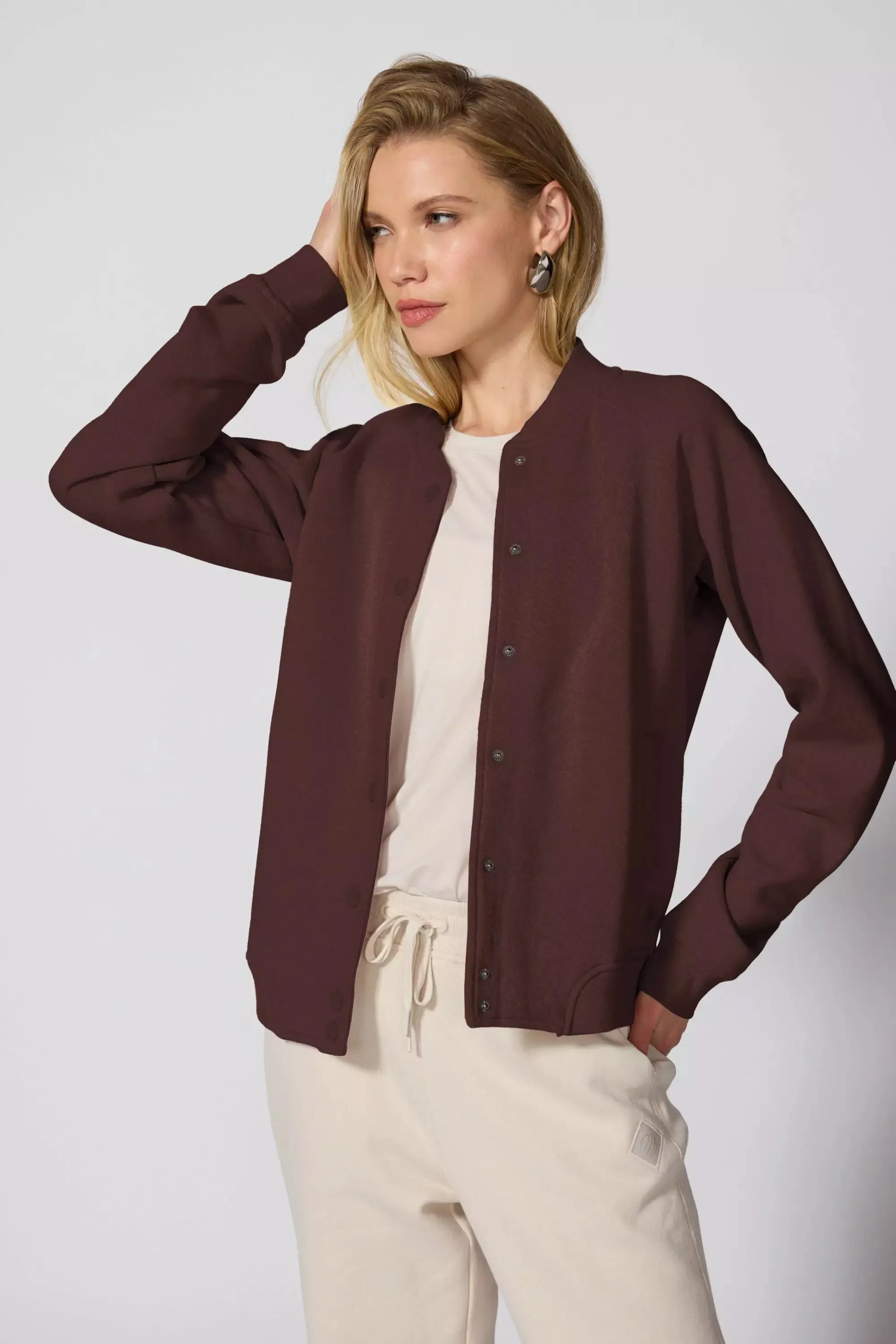 Comfort Fleece Bomber Jacket - Chocolate Brown sold by MPG product image thumbnail 3