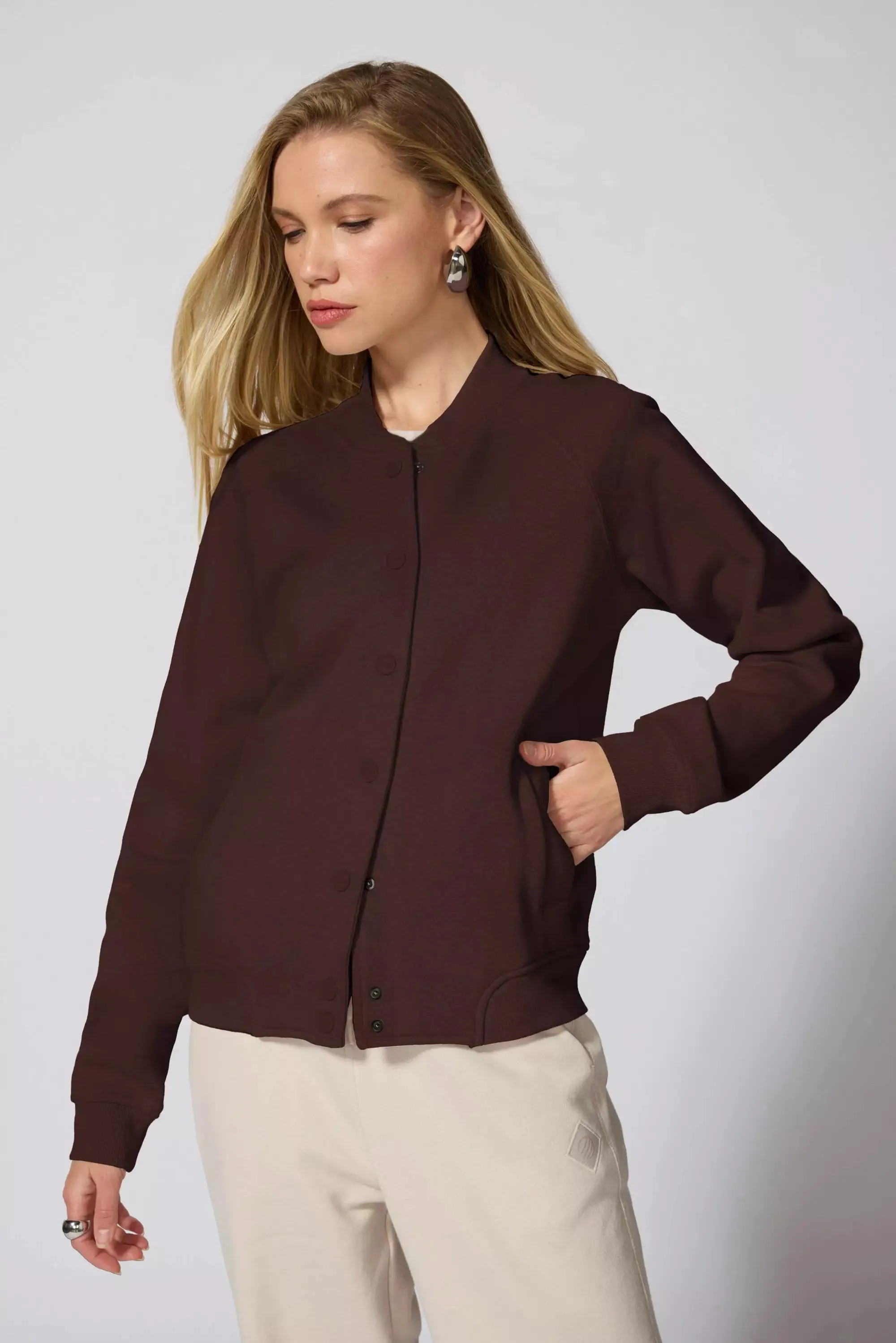 Comfort Fleece Bomber Jacket - Chocolate Brown sold by MPG product image thumbnail 5