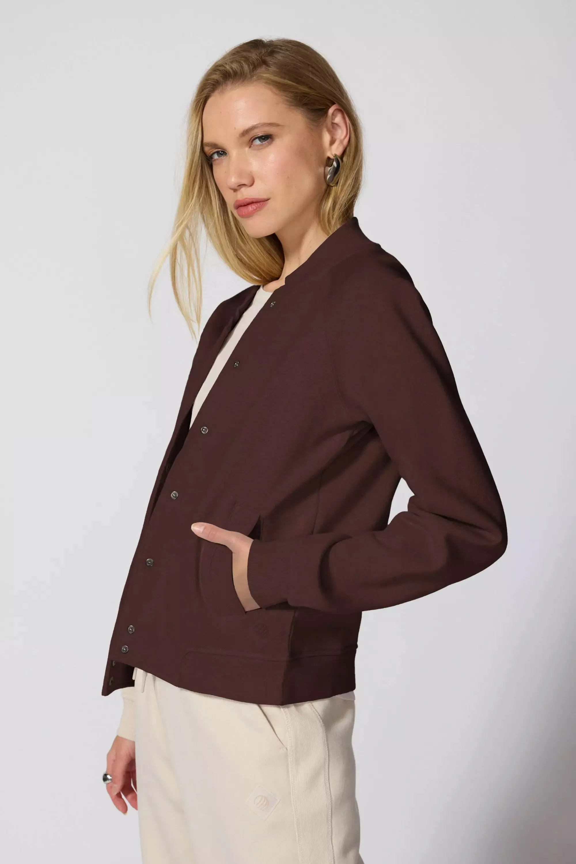 Comfort Fleece Bomber Jacket - Chocolate Brown sold by MPG