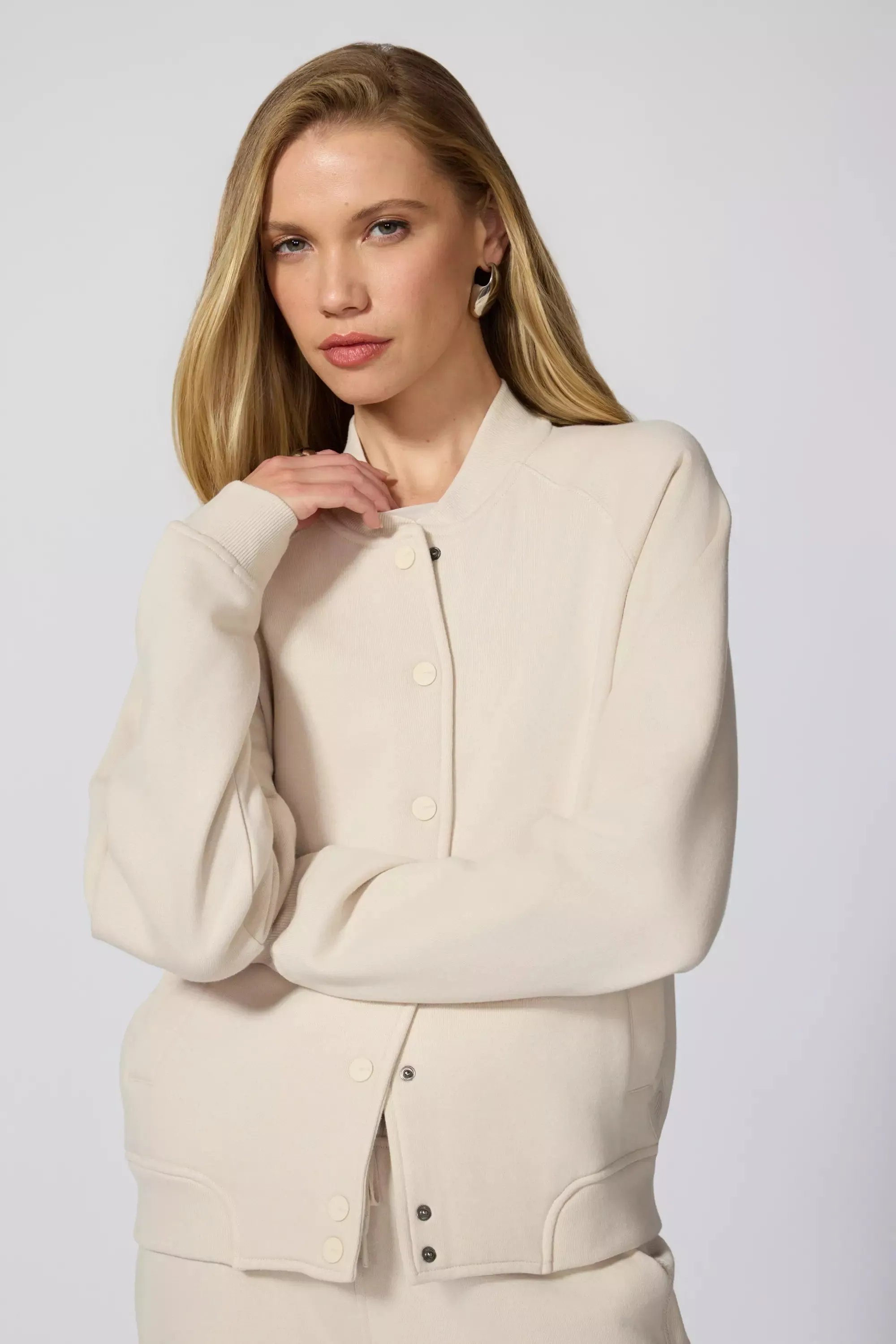 Comfort Fleece Bomber Jacket - Stone sold by MPG