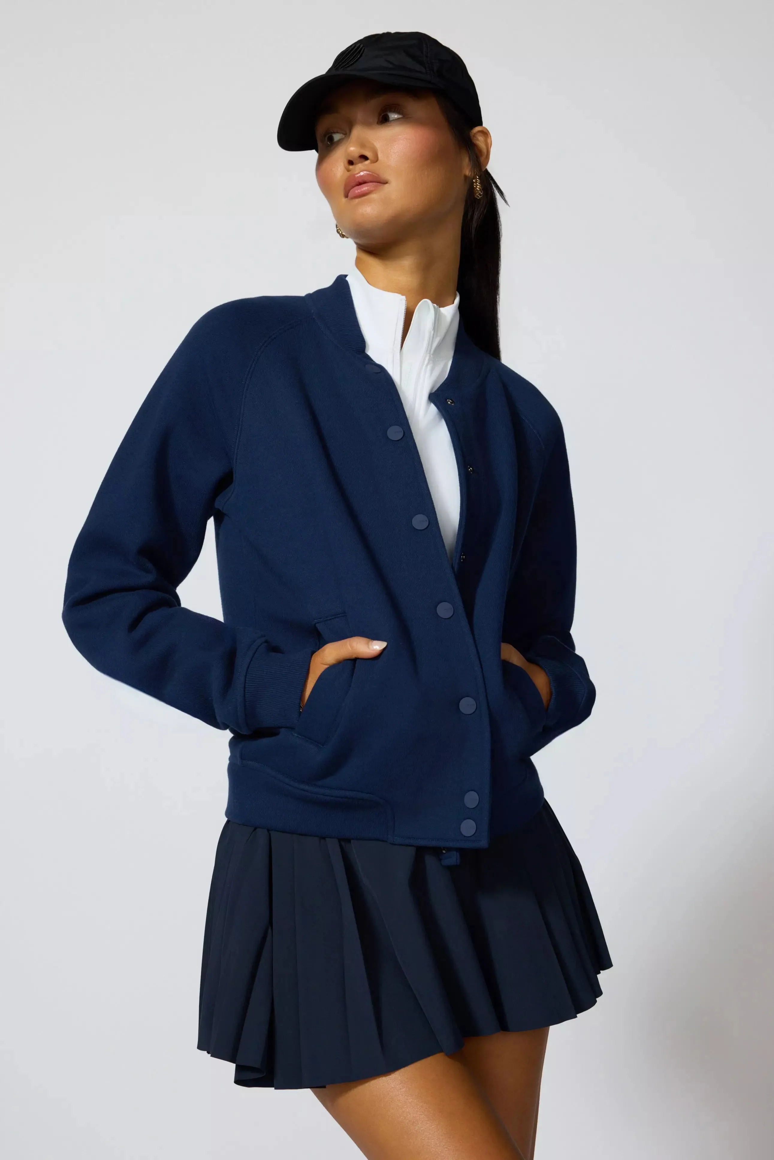 Comfort Fleece Bomber Jacket - Navy sold by MPG