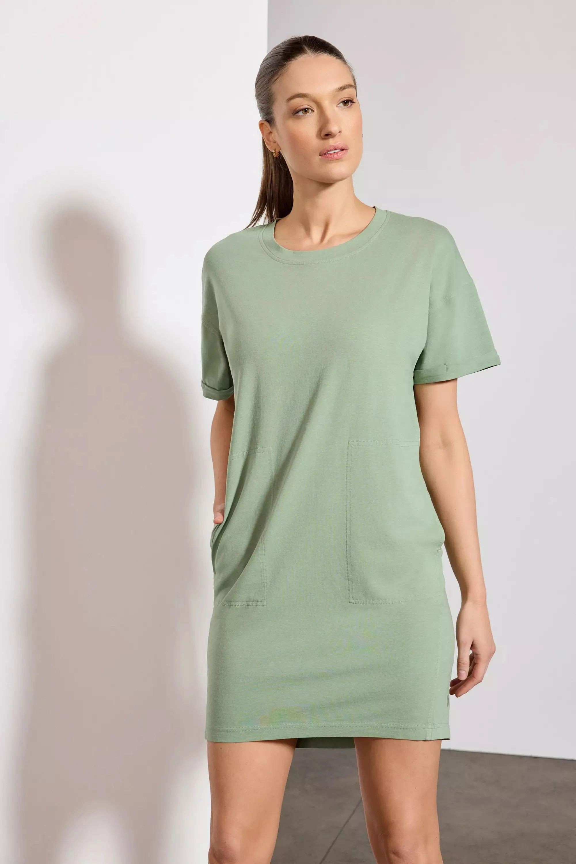 Calm T-Shirt Dress - Hedge Green sold by MPG product image thumbnail 4