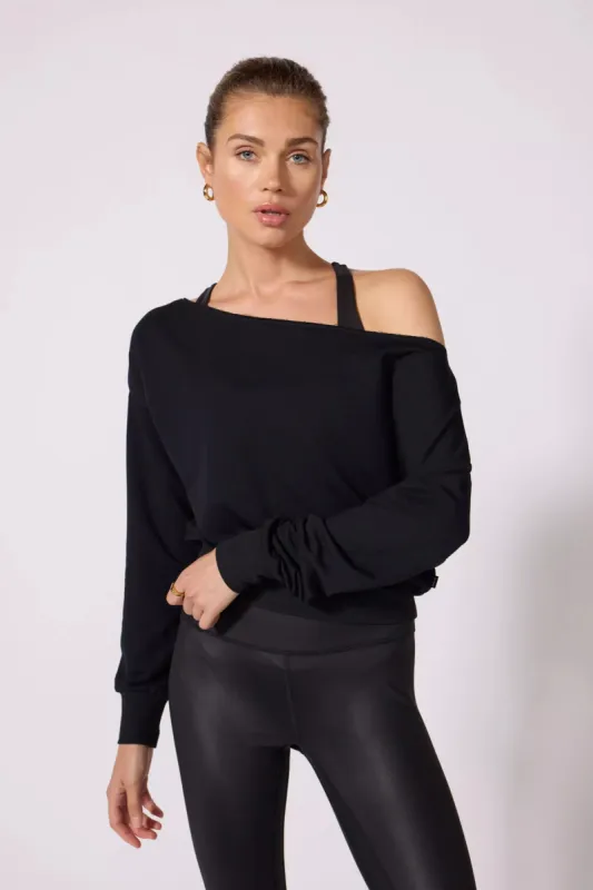 Cozy Fleece Flashdance Sweatshirt - Jet Black sold by MPG