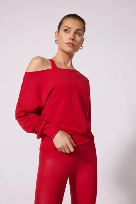 Cozy Fleece Flashdance Sweatshirt - Haute Red sold by MPG
