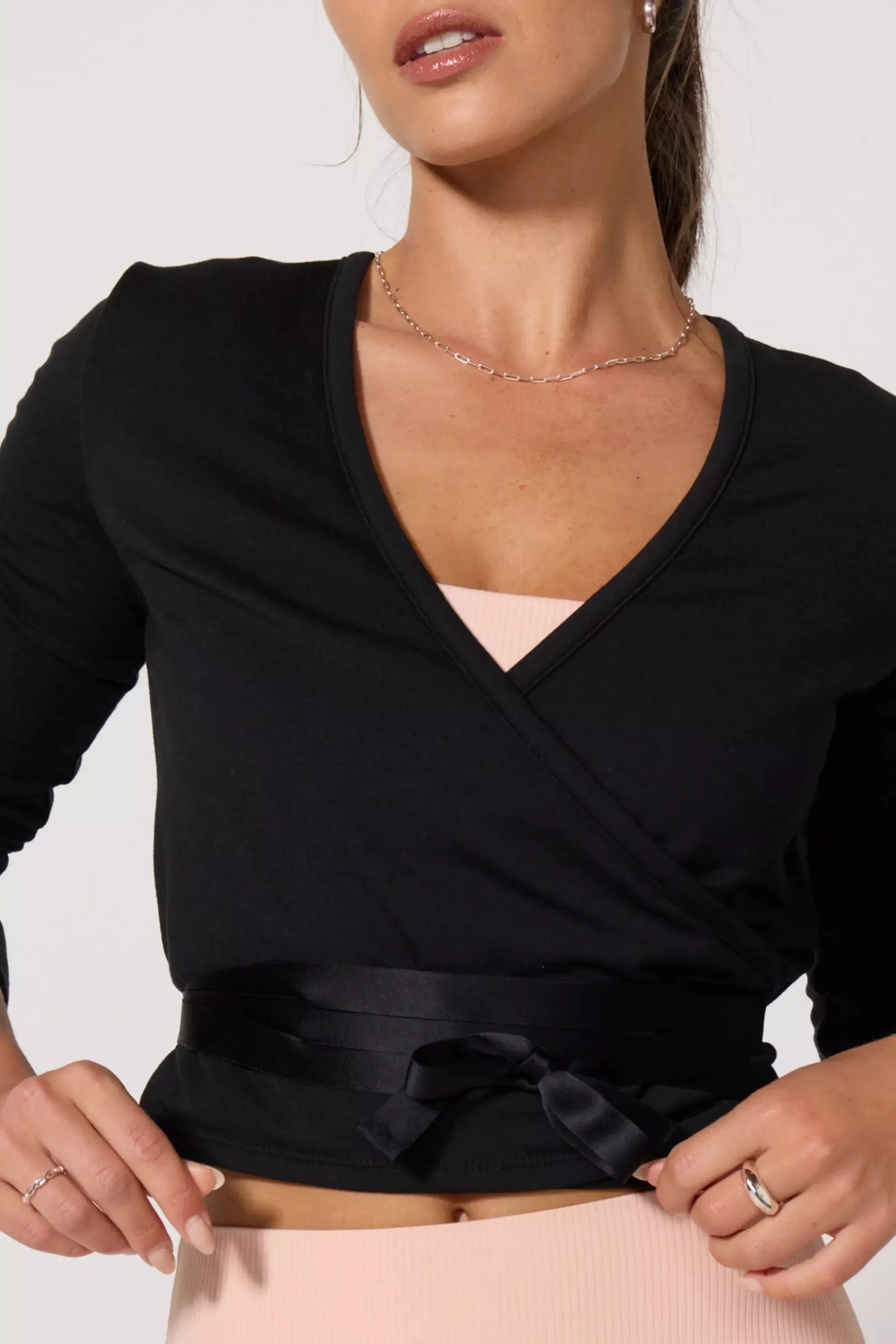 Cozy Fleece Ballet Wrap Sweatshirt - Jet Black sold by MPG product image thumbnail 5