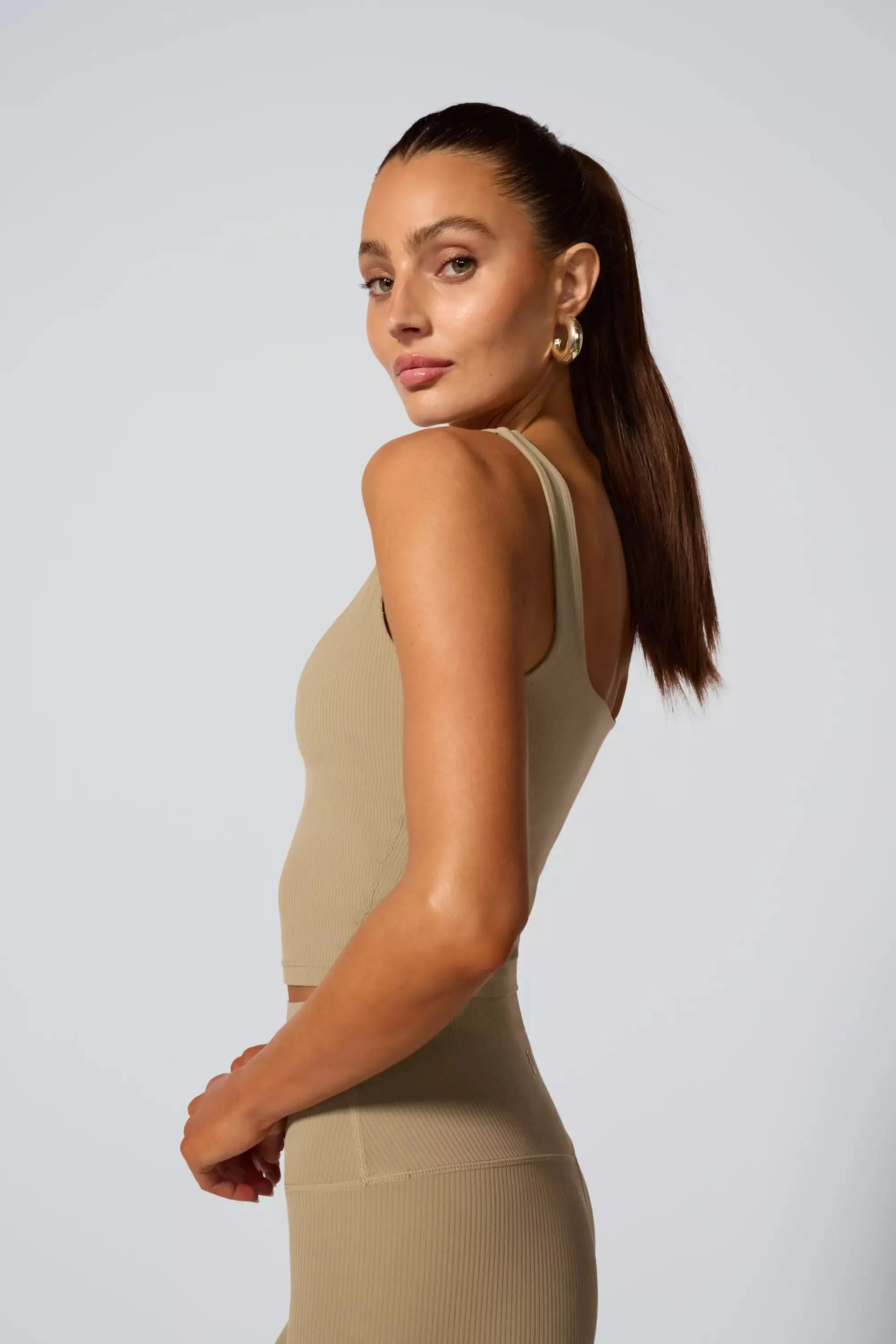 Ribbed Crop Tank with Support - Silver Sage sold by MPG product image thumbnail 2