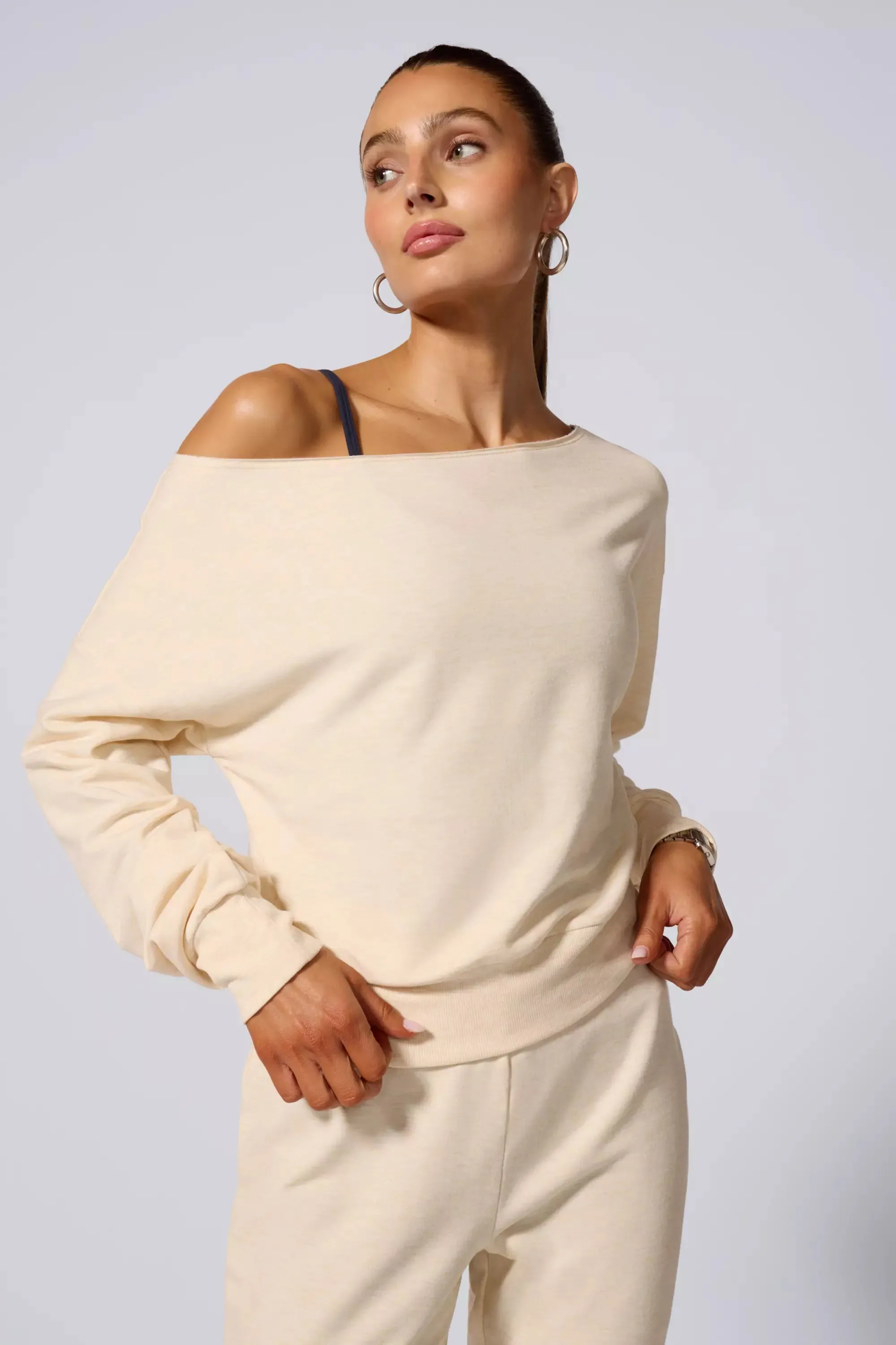 Cozy Fleece Flashdance Sweatshirt - Htr French Vanilla sold by MPG