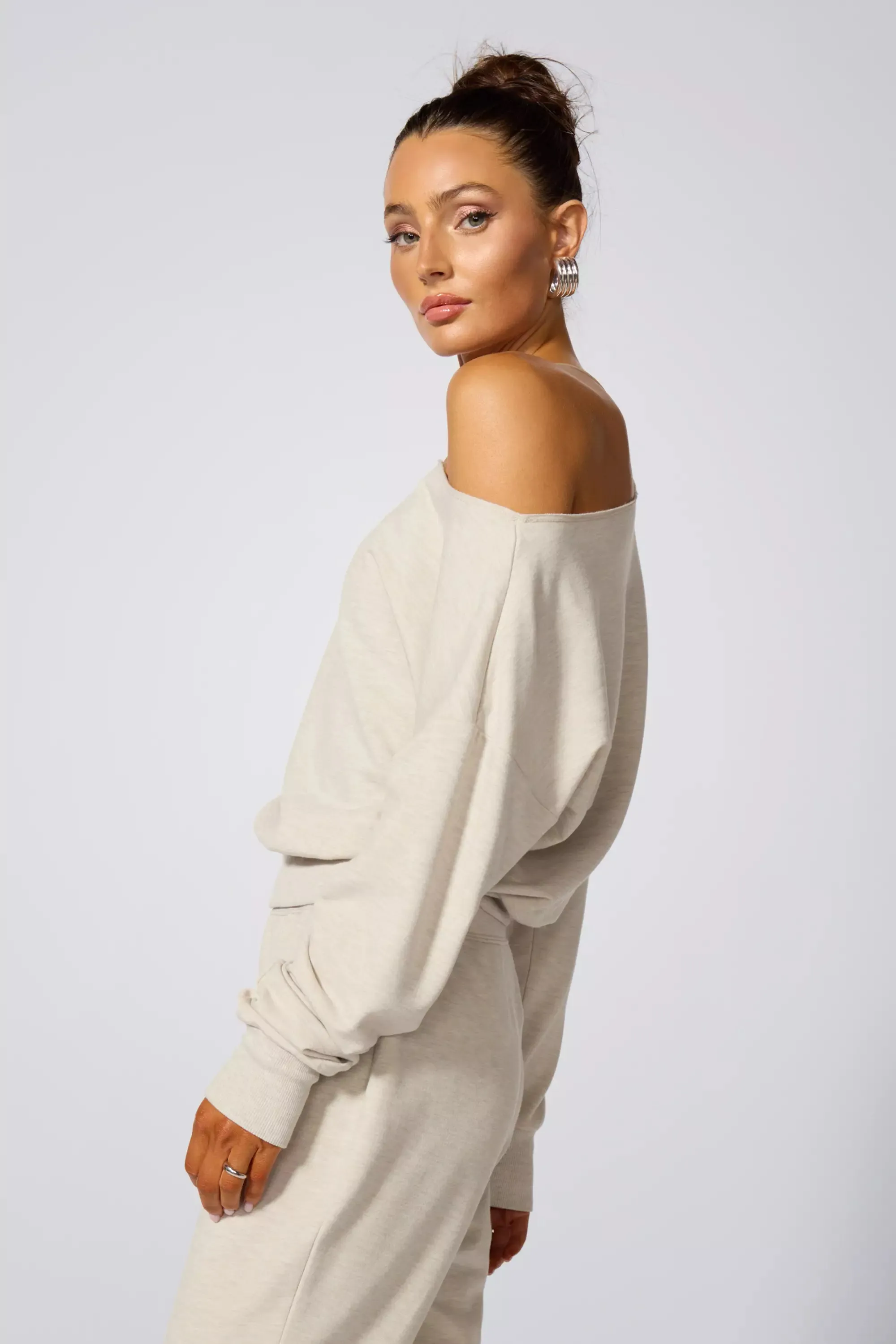 Cozy Fleece Flashdance Sweatshirt - Htr Brown Rice sold by MPG product image thumbnail 3