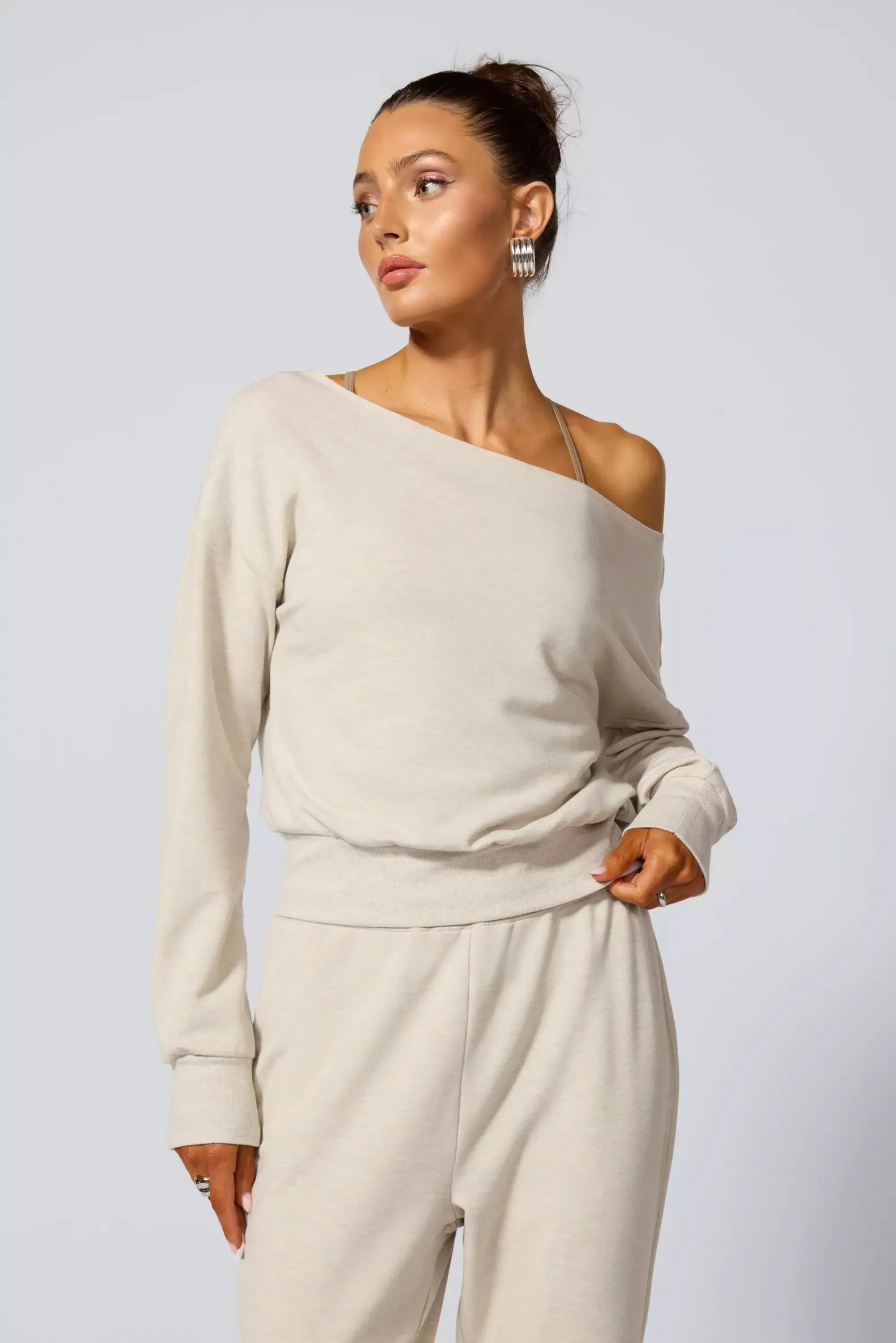 Cozy Fleece Flashdance Sweatshirt - Htr Brown Rice sold by MPG