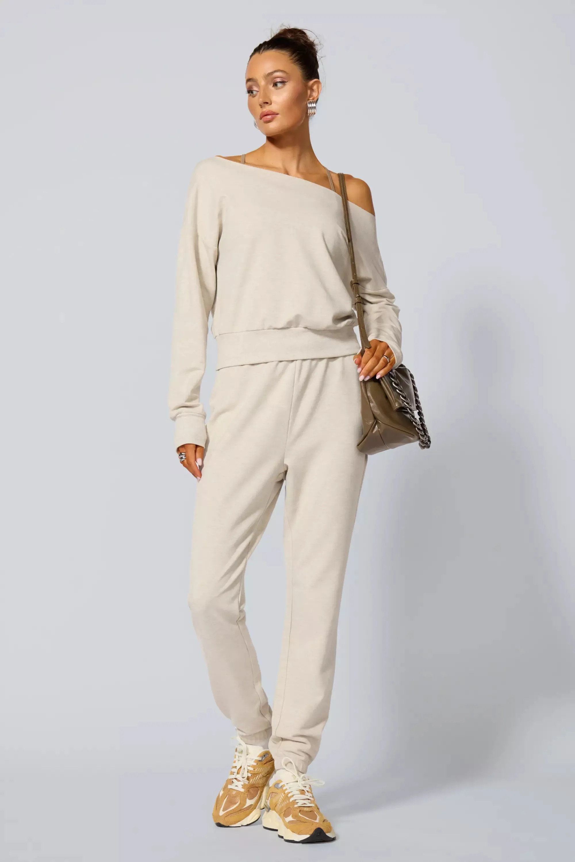 Cozy Fleece Flashdance Sweatshirt - Htr Brown Rice sold by MPG product image thumbnail 2