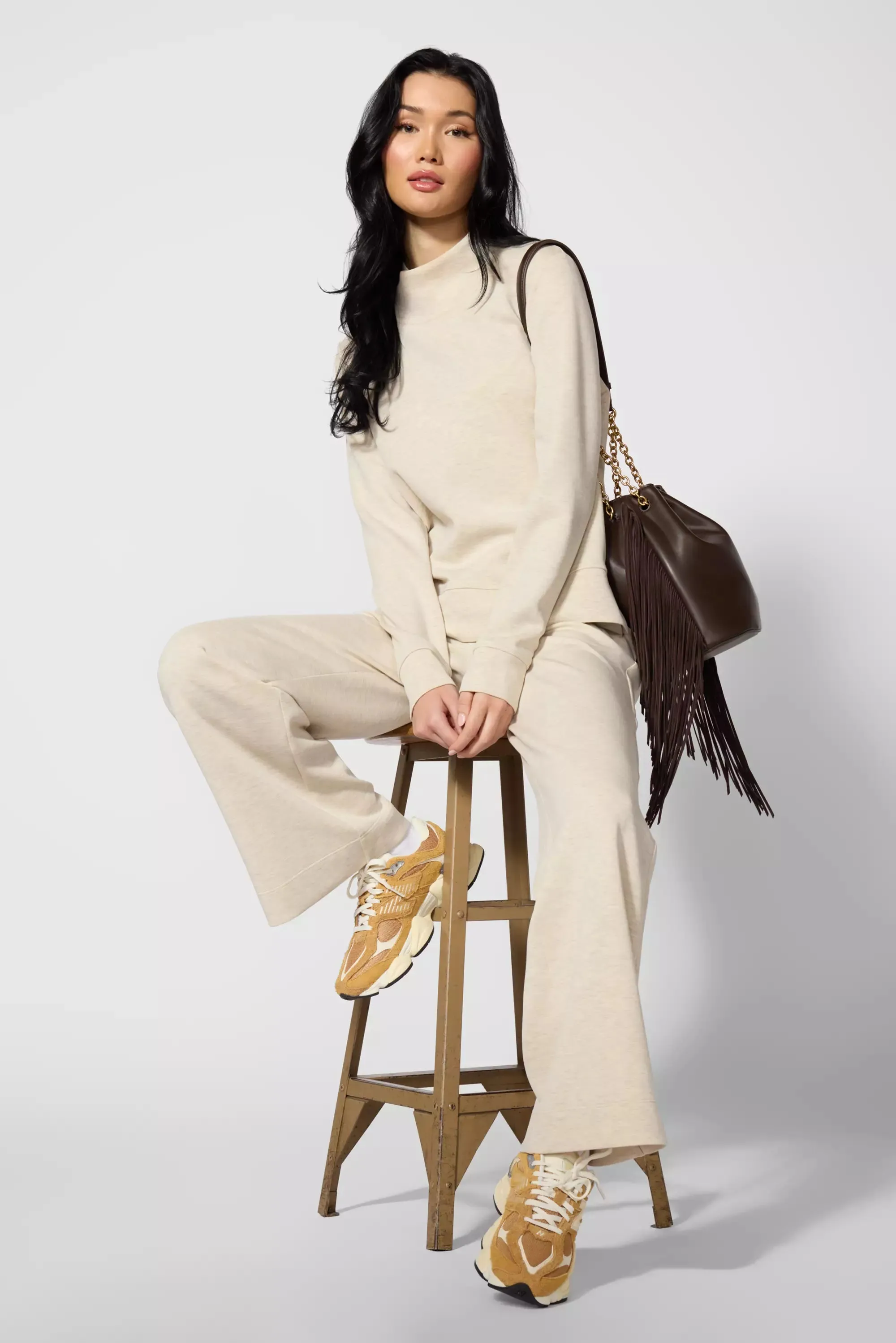 Dreamweave™ Mock Neck Sweatshirt - Htr Brown Rice sold by MPG product image thumbnail 2