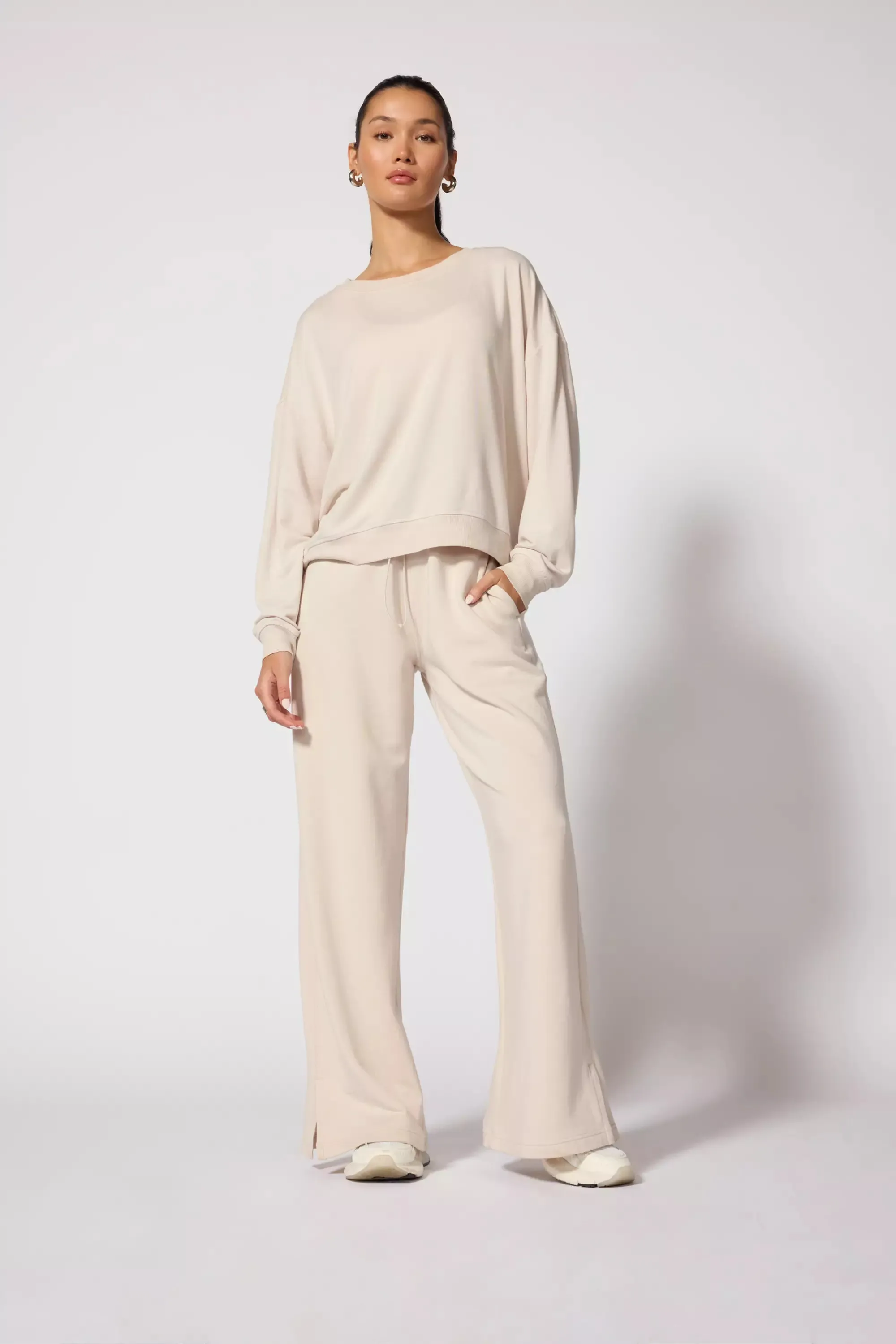 Cozy Fleece Relaxed Crew - Stone sold by MPG