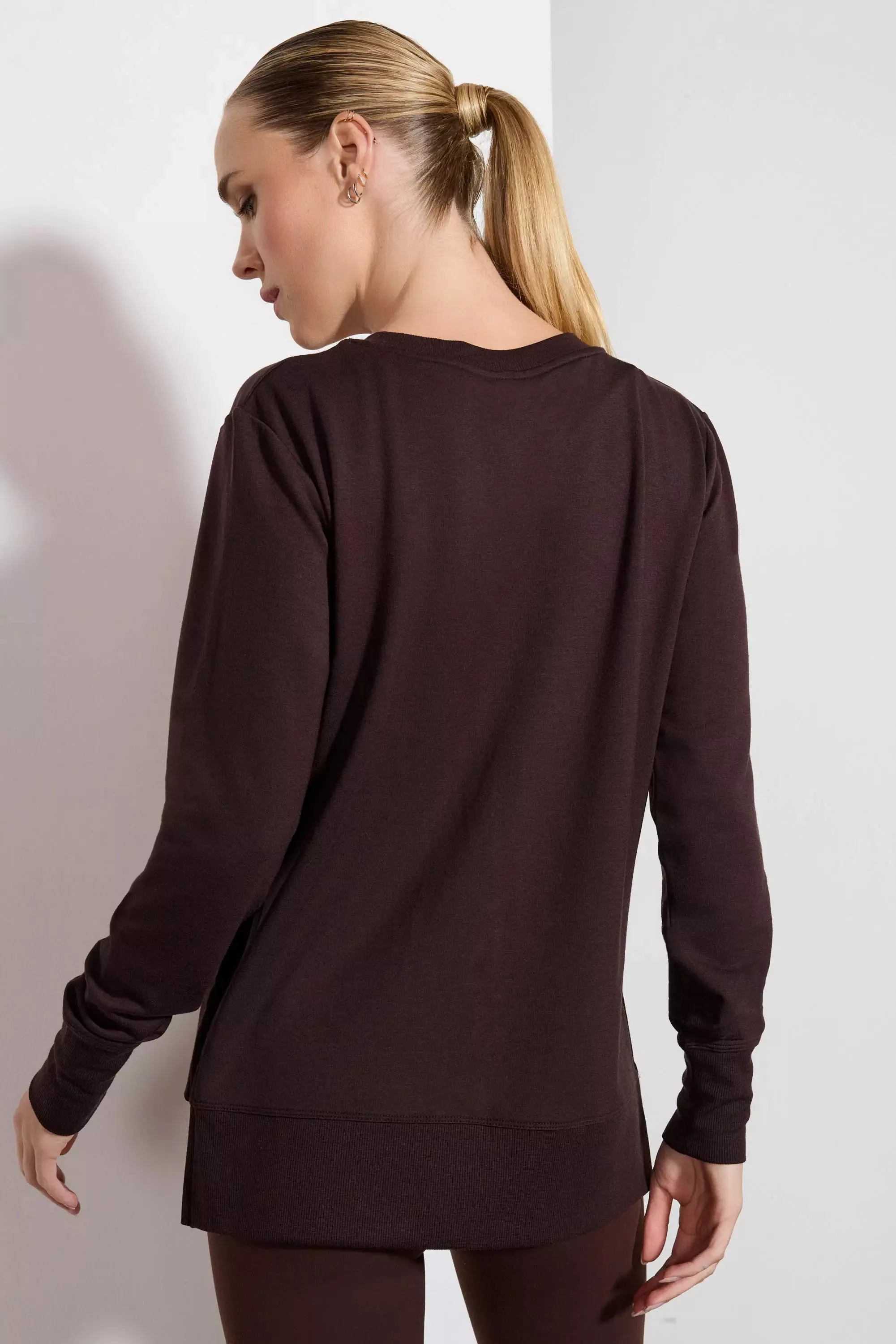 Cozy Fleece Side Slit Pullover - Chocolate Brown sold by MPG product image thumbnail 3