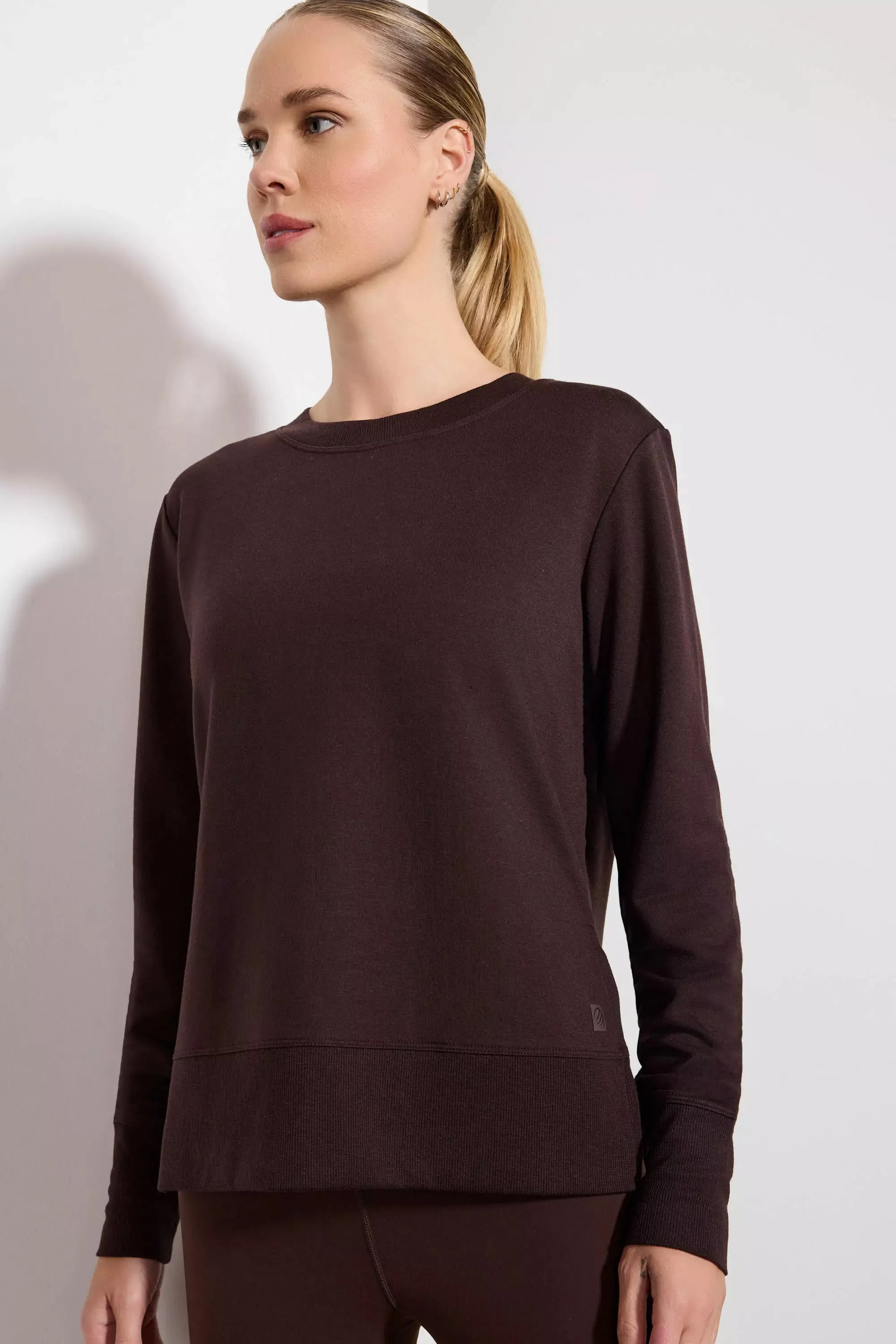 Cozy Fleece Side Slit Pullover - Chocolate Brown sold by MPG