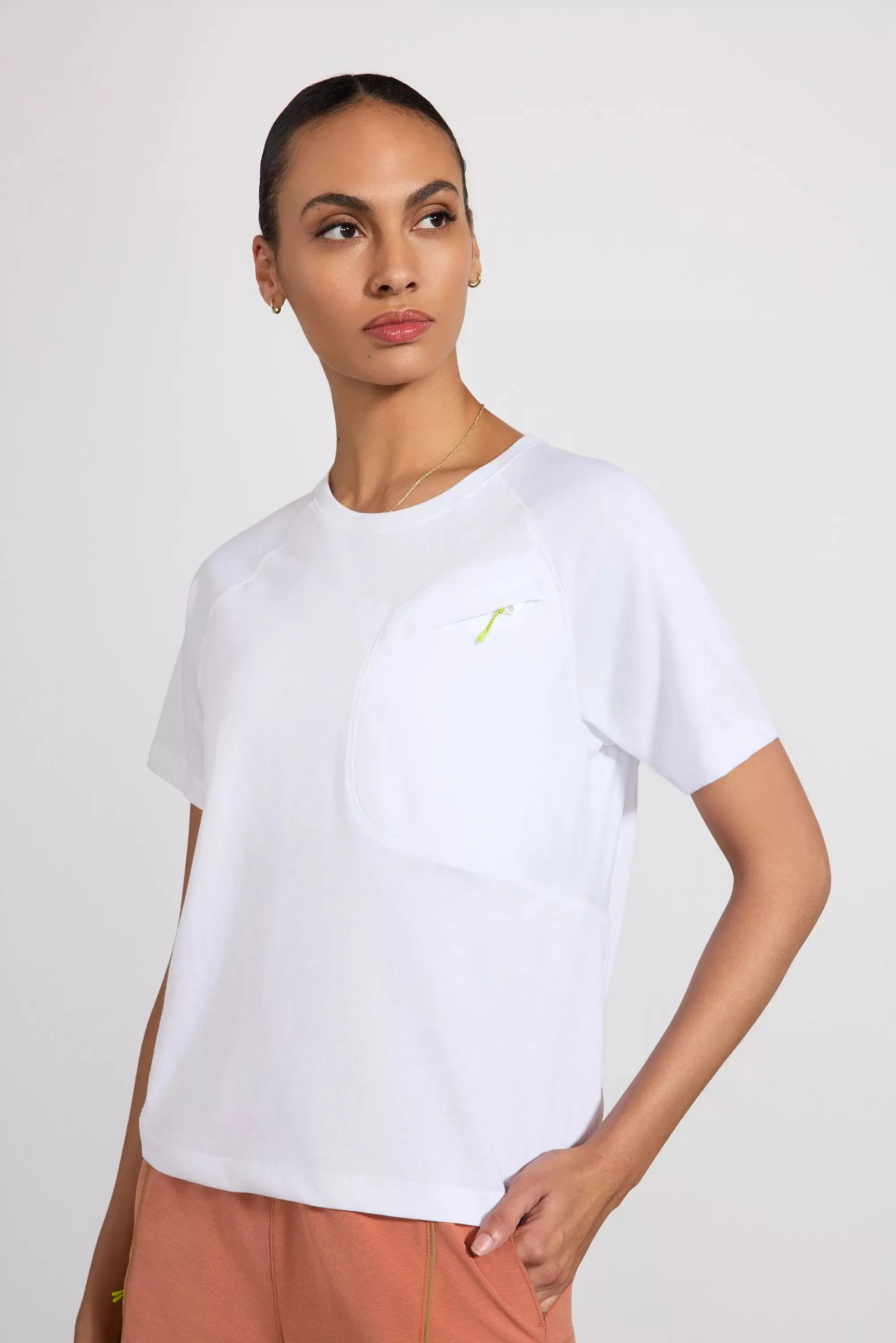 Achieve Pocket Tee with Mesh Panel - White sold by MPG