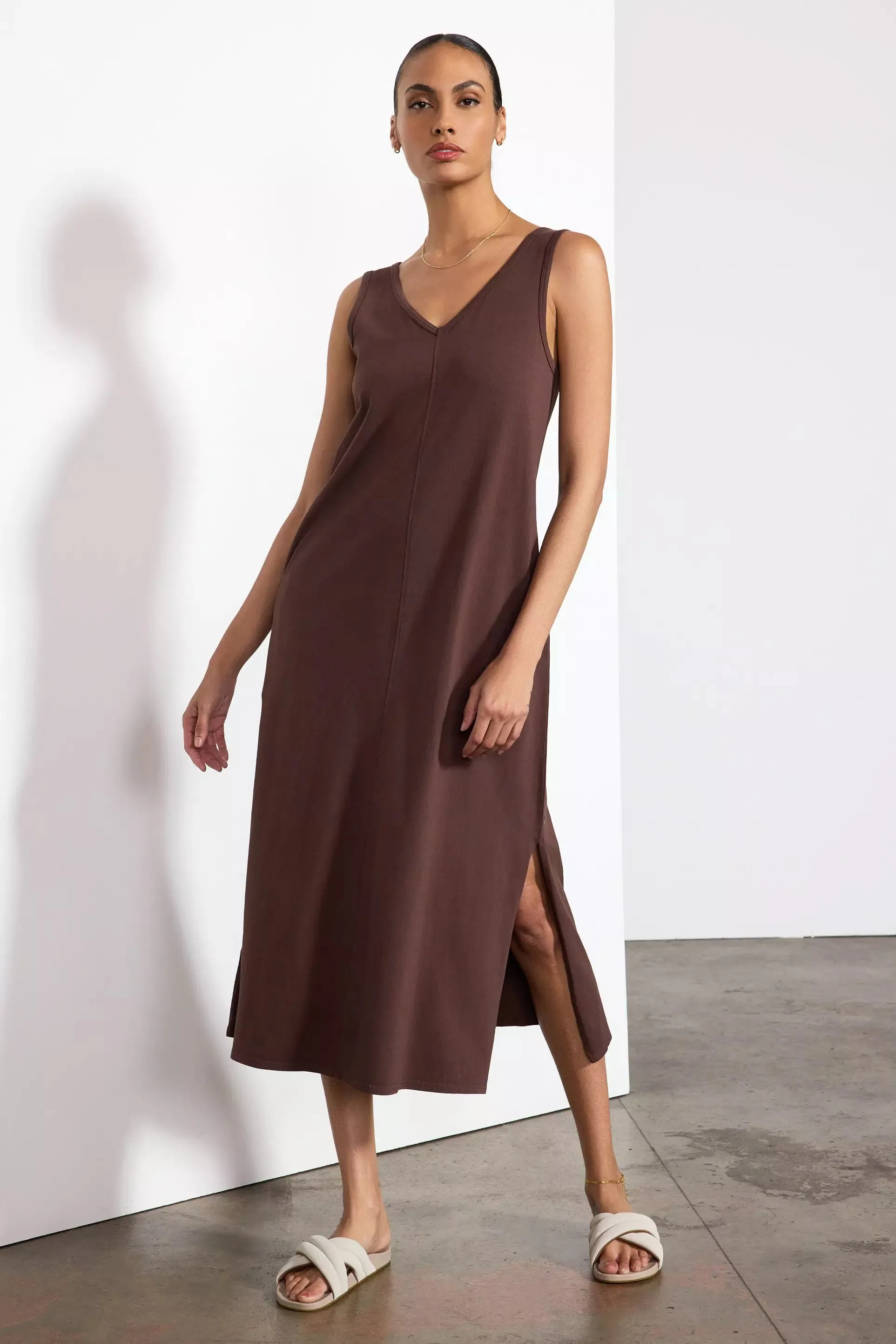 Calm V-Neck Dress - Chocolate Brown sold by MPG product image thumbnail 4