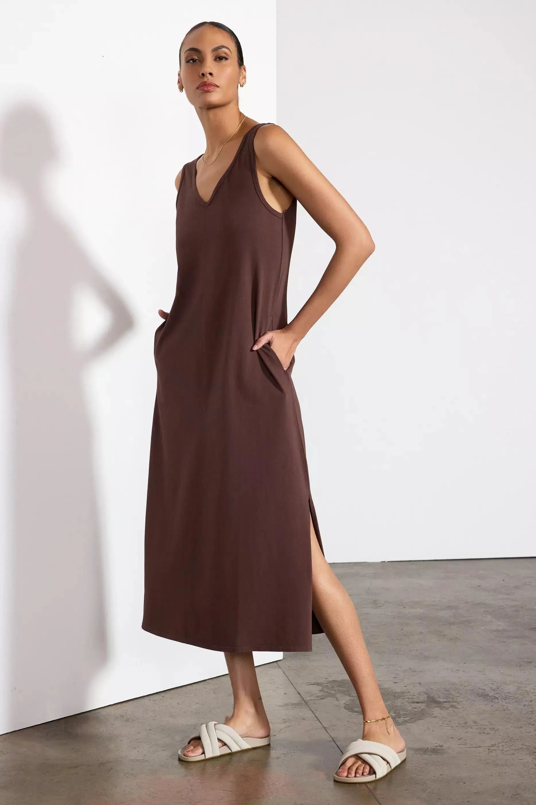 Calm V-Neck Dress - Chocolate Brown sold by MPG product image thumbnail 3