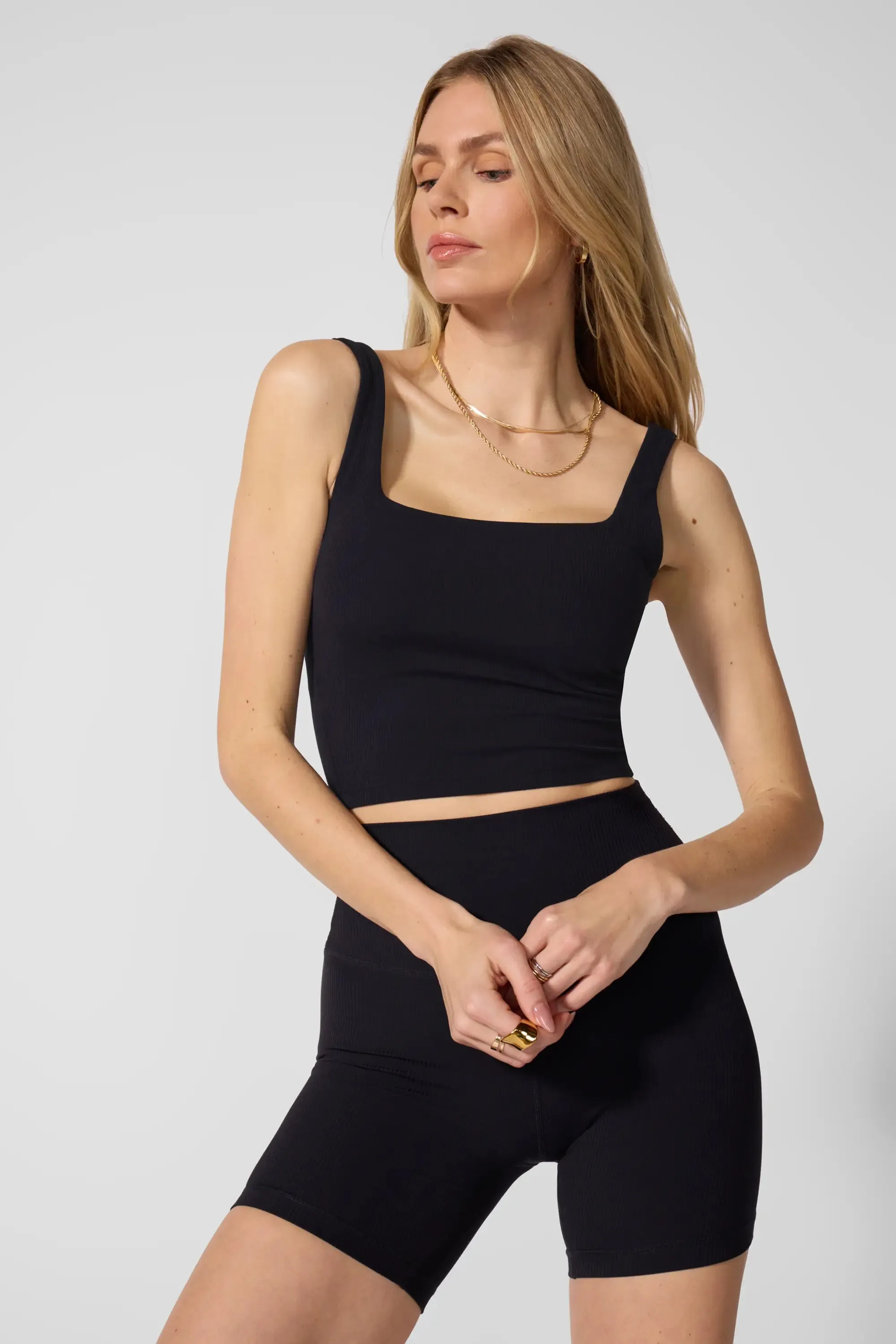 Ribbed Crop Tank with Support - Black sold by MPG product image thumbnail 2