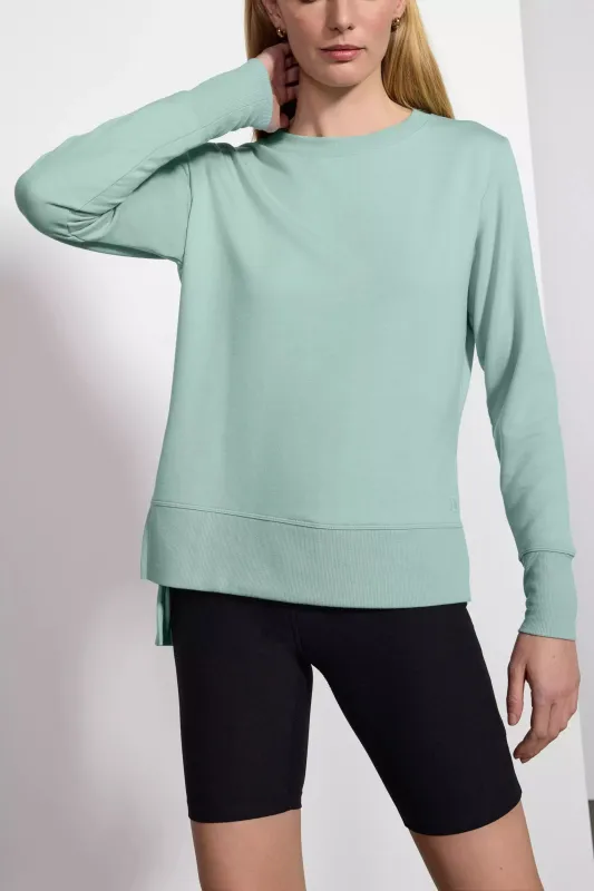 Cozy Fleece Side Slit Pullover - Blue Haze sold by MPG