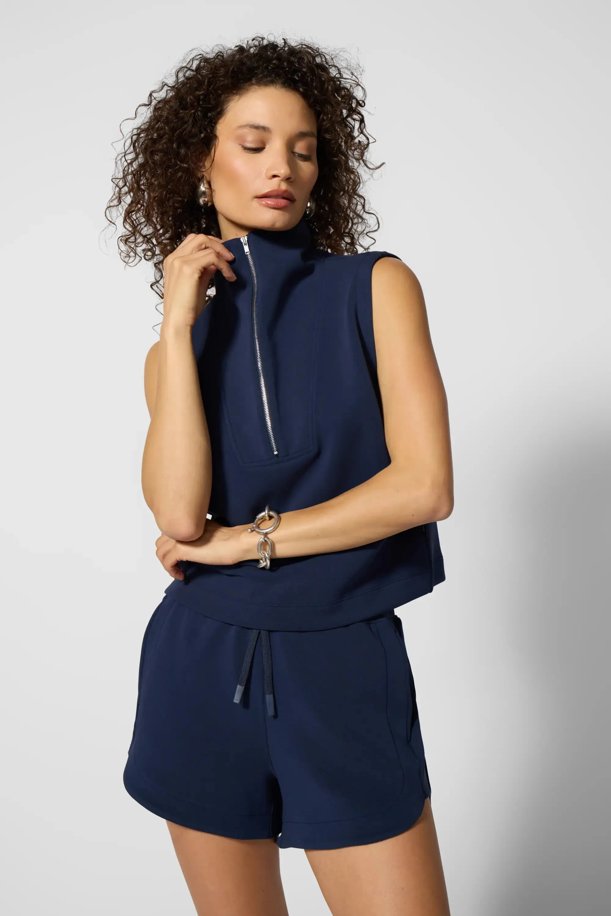 Dreamweave™ Half Zip Mock Neck Tank - Navy Blazer sold by MPG product image thumbnail 3