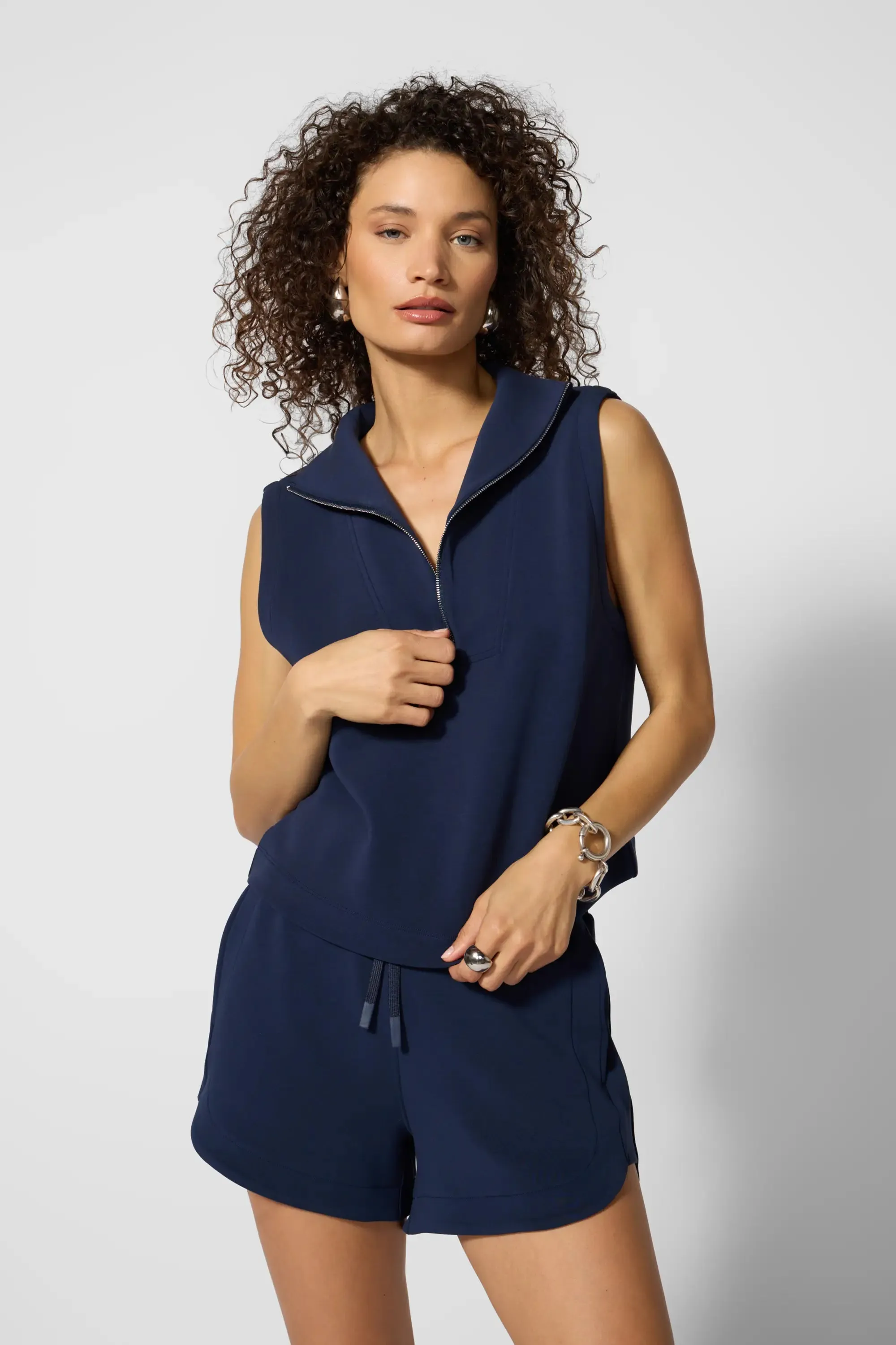 Dreamweave™ Half Zip Mock Neck Tank - Navy Blazer sold by MPG