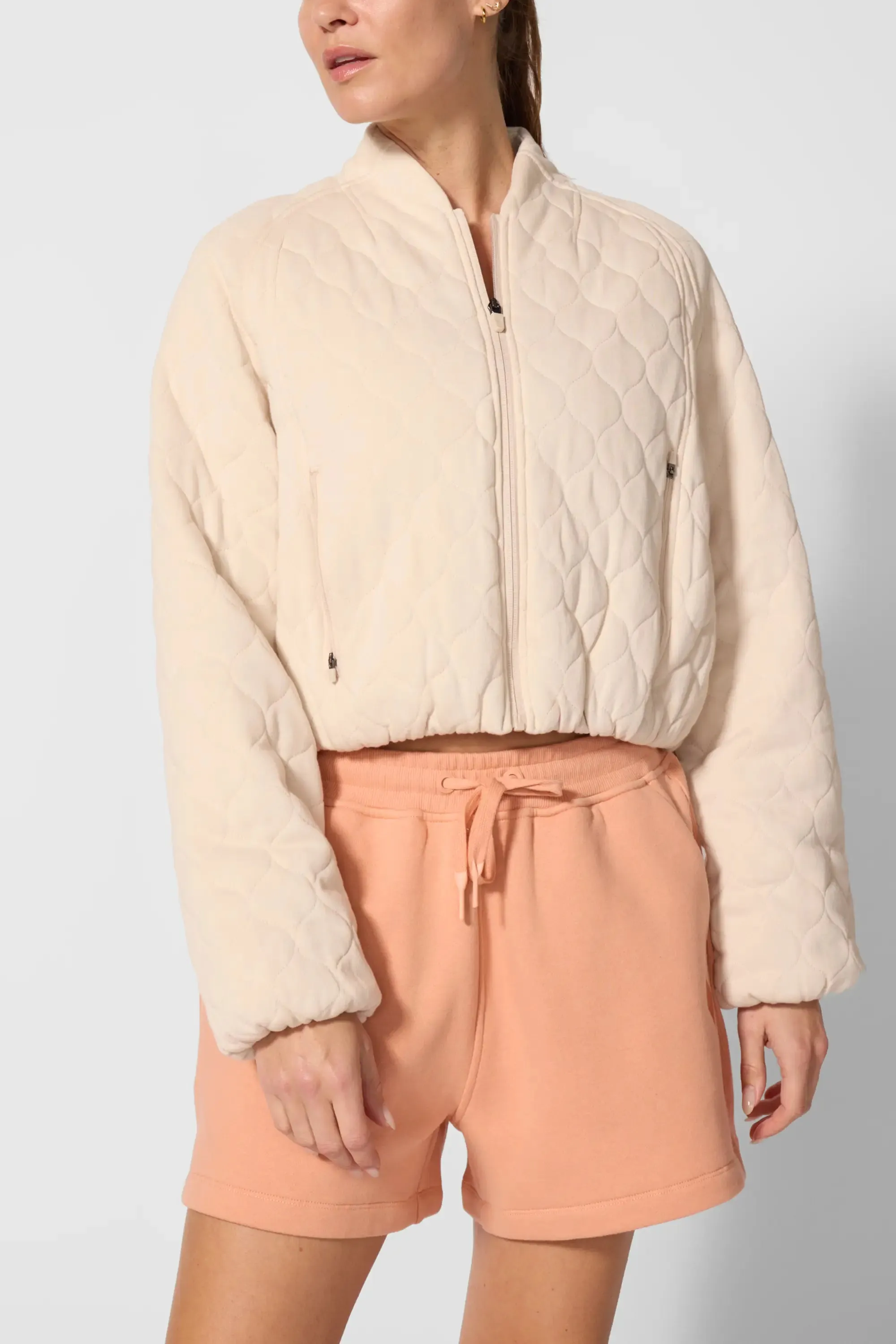 Flourish Quilted Cropped Jacket - Stone sold by MPG