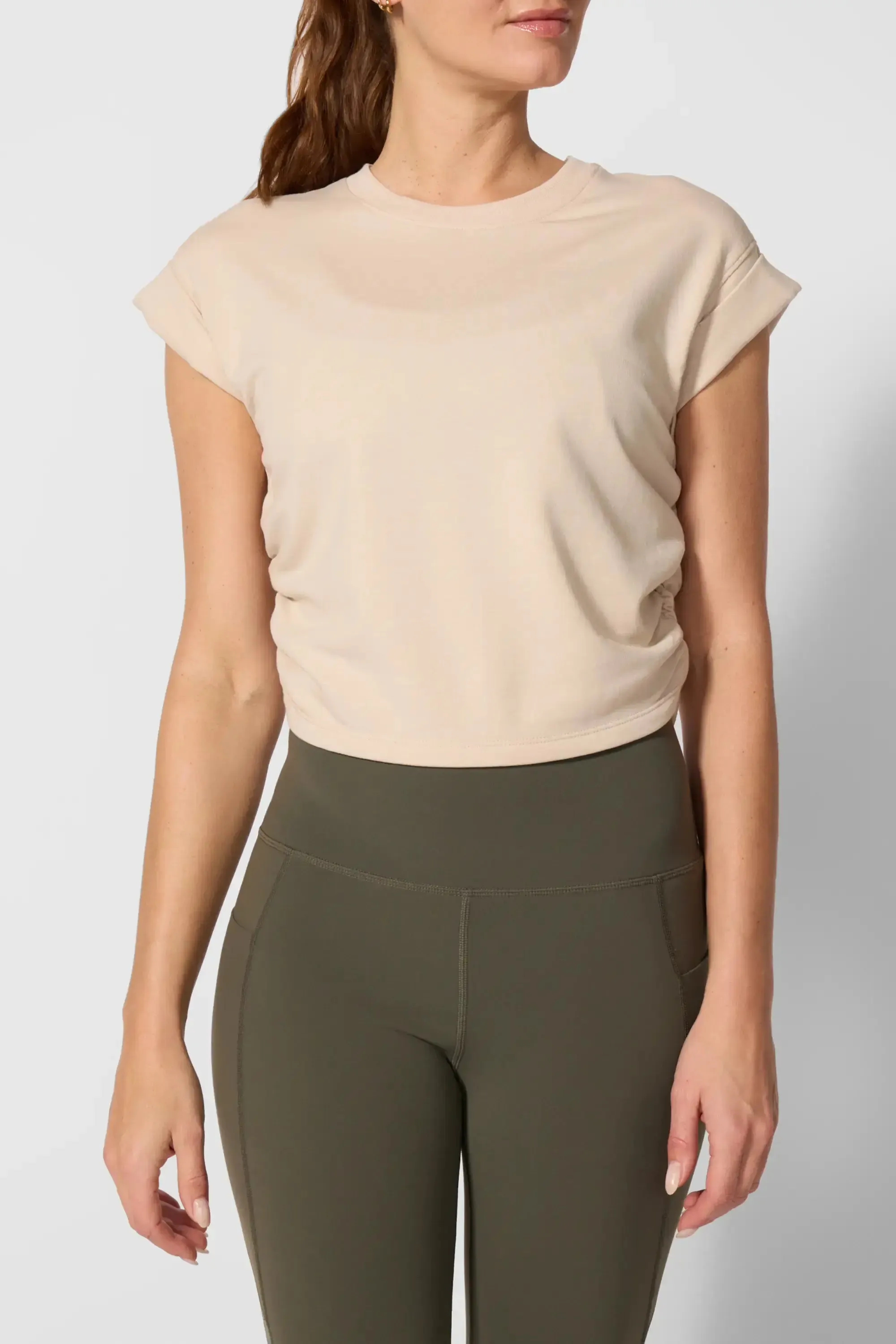 Cozy Fleece Sleeveless Top - Stone sold by MPG