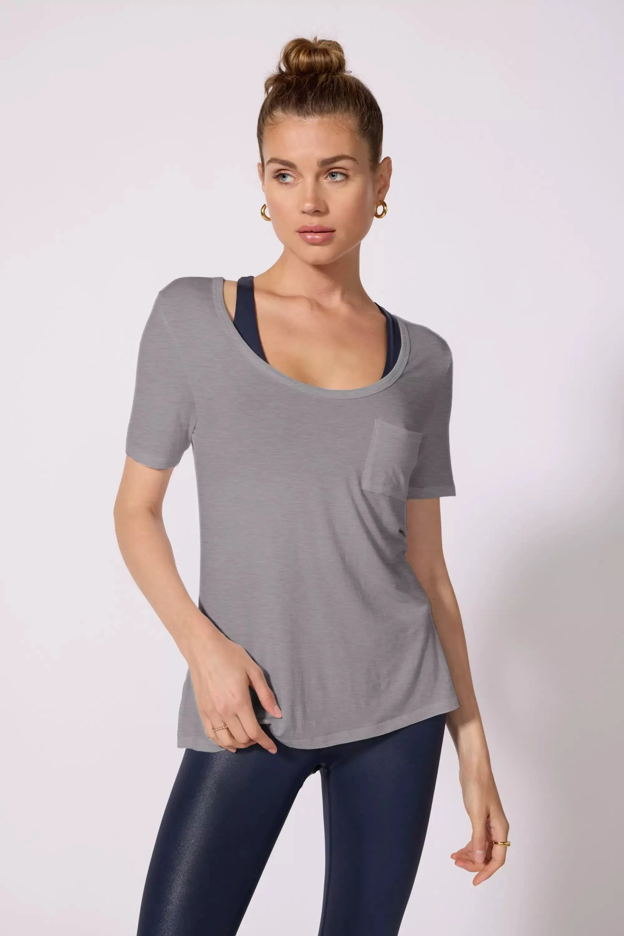 Breeze Pocket Tee - Htr Steel Grey sold by MPG