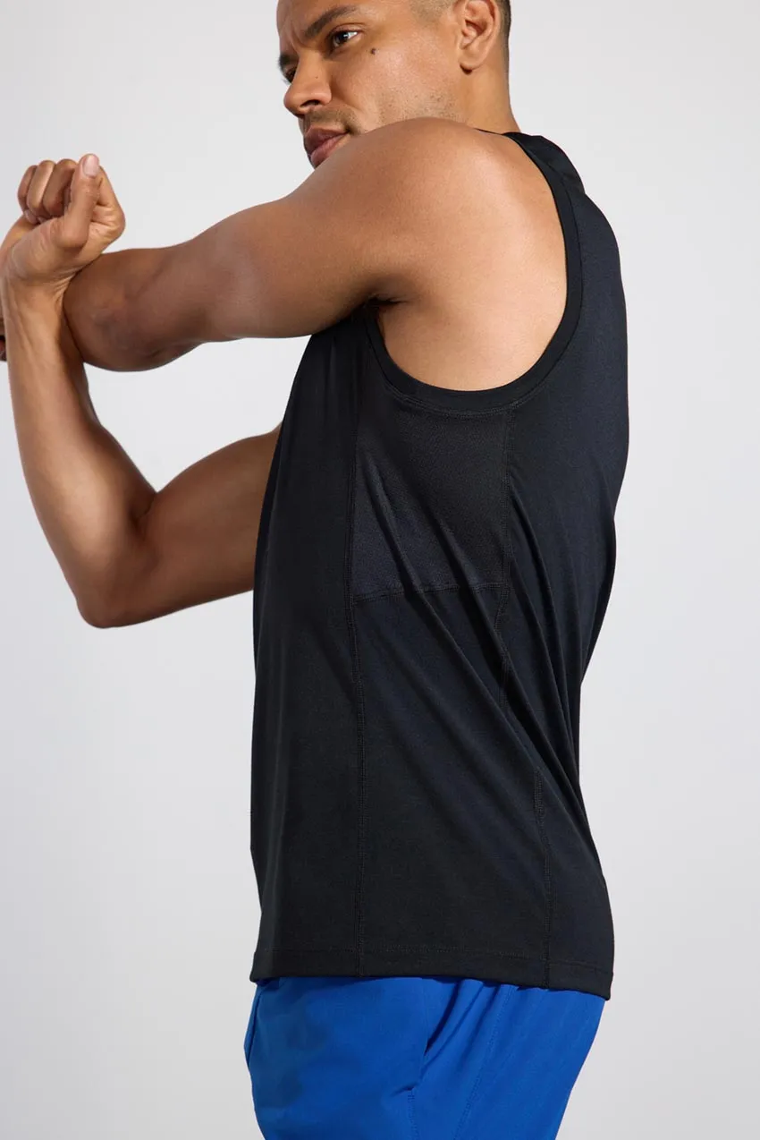 Performance Knit Tank with Mesh Panel - Black sold by MPG