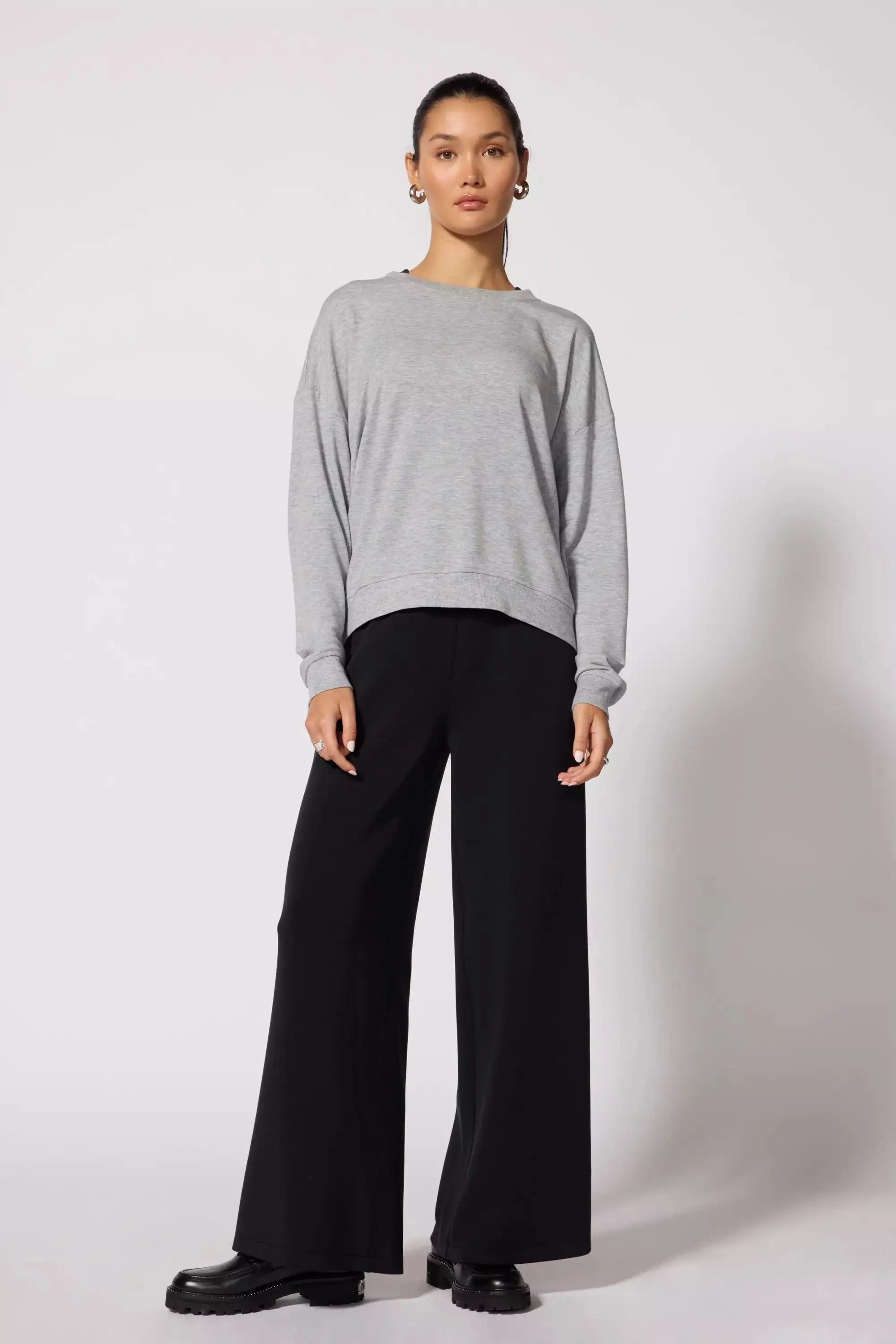 Cozy Fleece Relaxed Crew - Htr Concrete sold by MPG