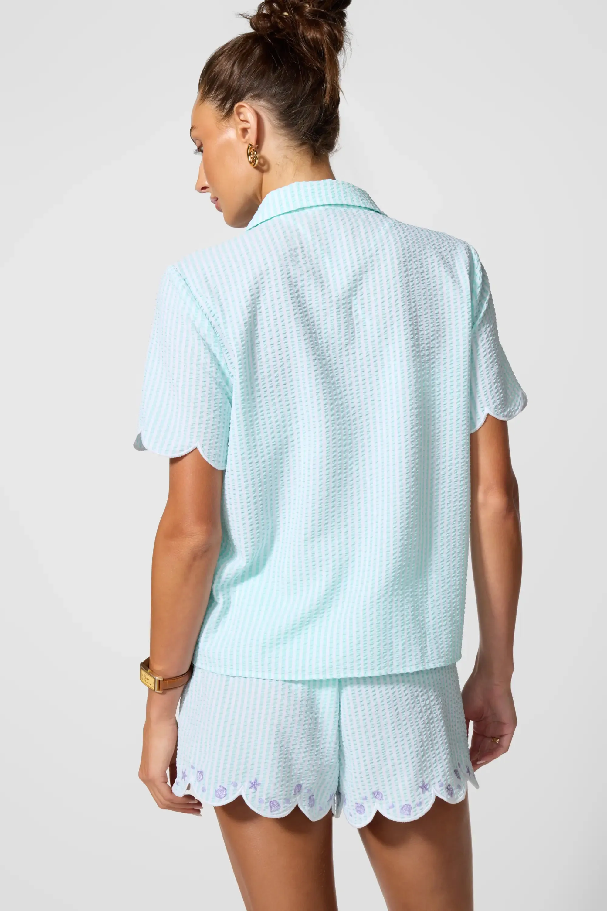 Embroidered Seersucker Top - Limpet Shell sold by MPG product image thumbnail 3