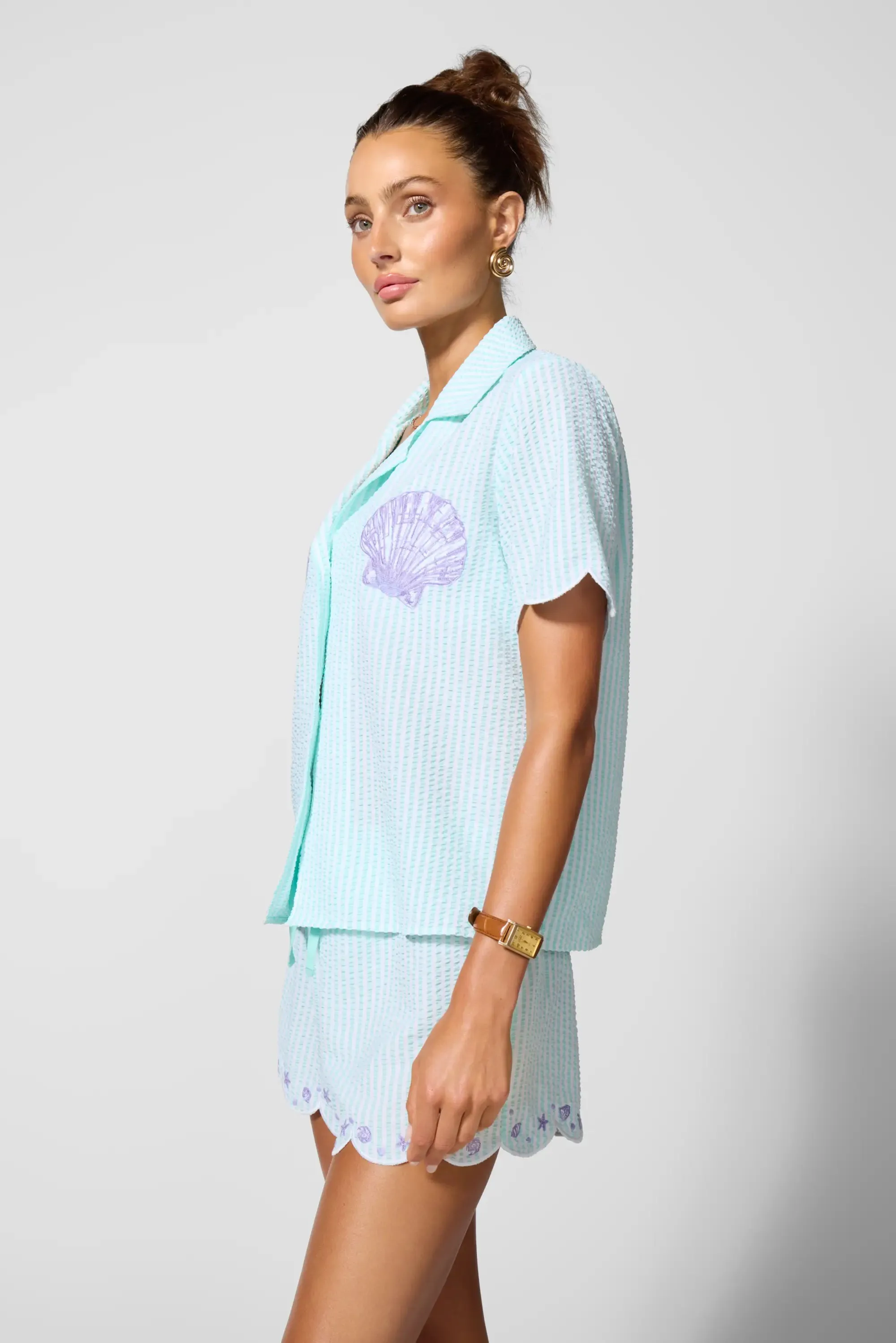Embroidered Seersucker Top - Limpet Shell sold by MPG product image thumbnail 5
