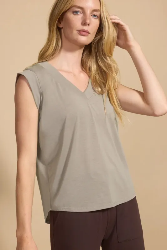 Performance Knit V-Neck Tee - Stone sold by MPG