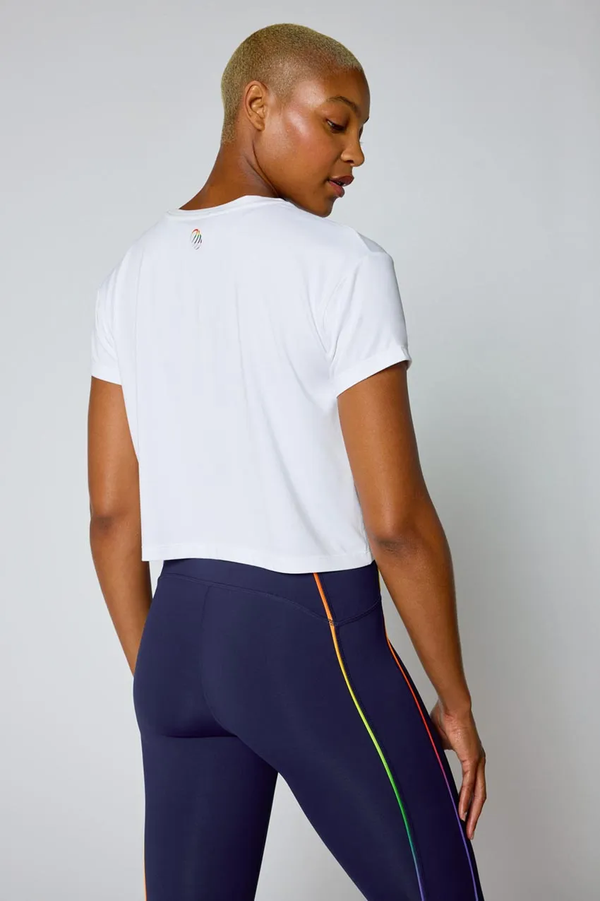 Janelle Semi-Cropped Melange T-Shirt - White sold by MPG product image thumbnail 2