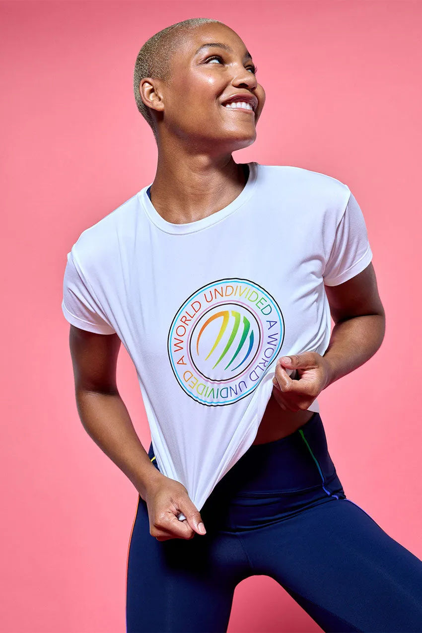 Janelle Semi-Cropped Melange T-Shirt - White sold by MPG