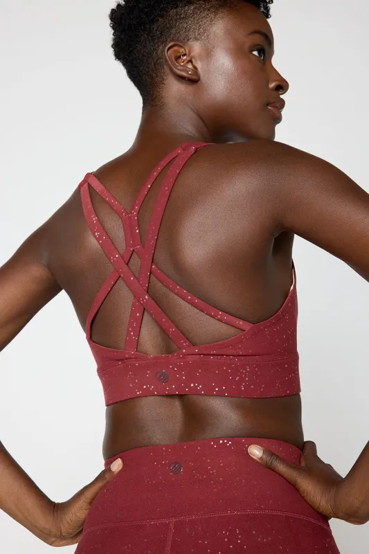 Explore Multi-Strap Glitz Print Sports Bra Peached sold by MPG