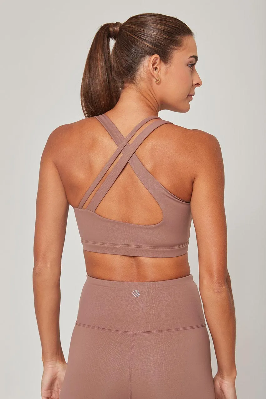 Vital Asymmetric Strap Medium Support Crackle Print Sports Bra sold by MPG product image thumbnail 5