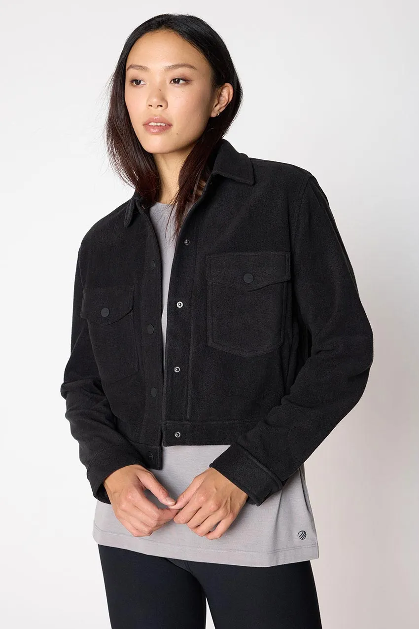 Elevate Fleece Cropped Shirt Jacket - Black sold by MPG product image thumbnail 4
