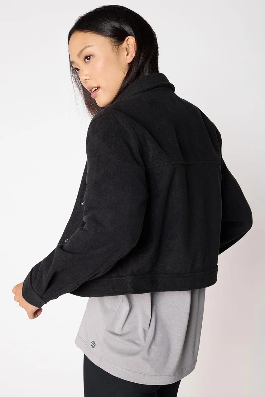 Elevate Fleece Cropped Shirt Jacket - Black sold by MPG product image thumbnail 3