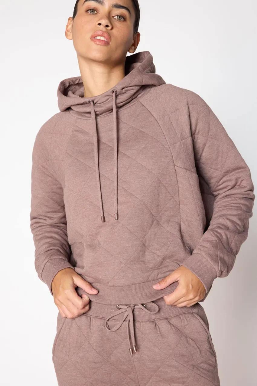 Aspire Cropped Relaxed Quilted Hoodie - Htr Almond sold by MPG