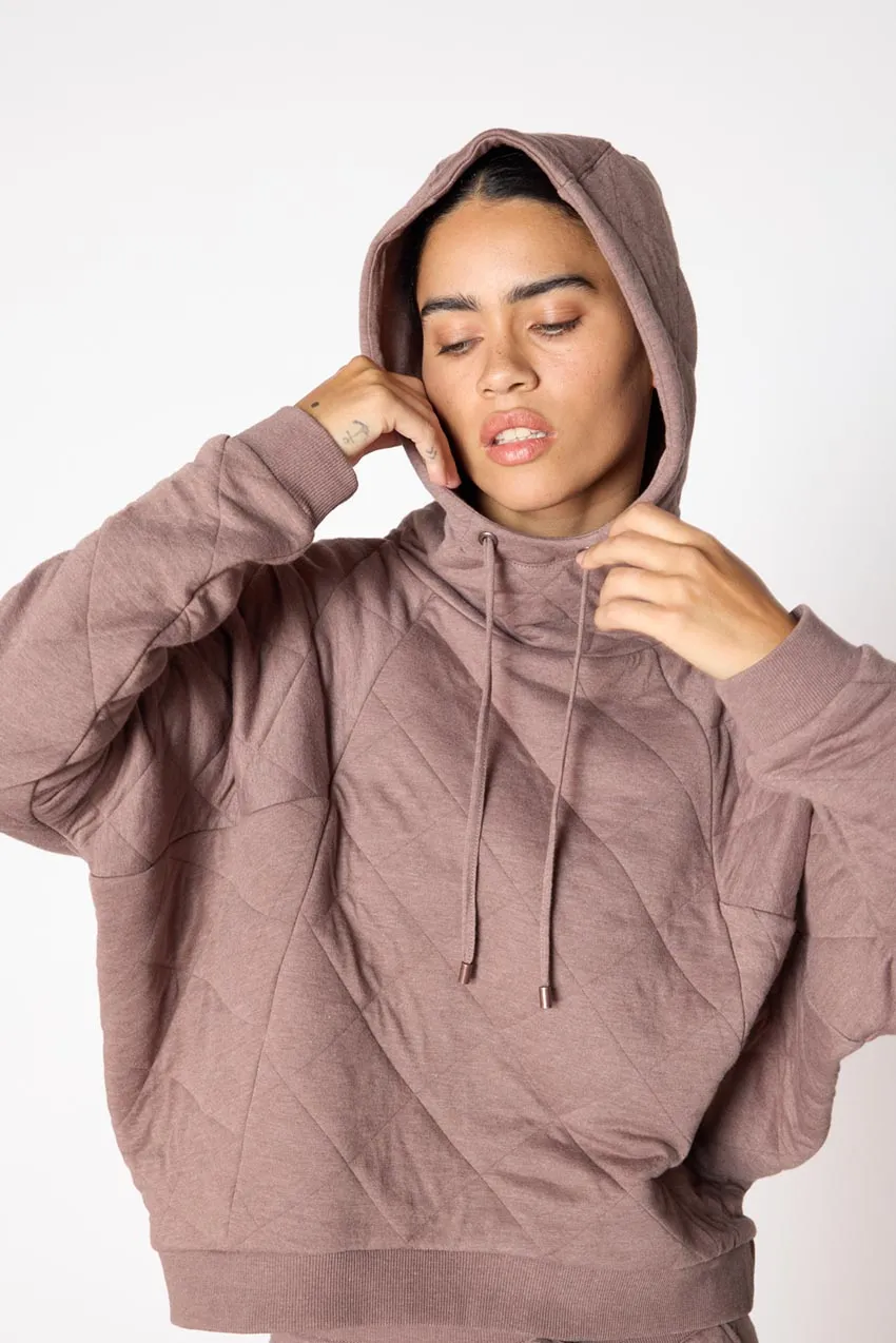Aspire Cropped Relaxed Quilted Hoodie - Htr Almond sold by MPG product image thumbnail 4