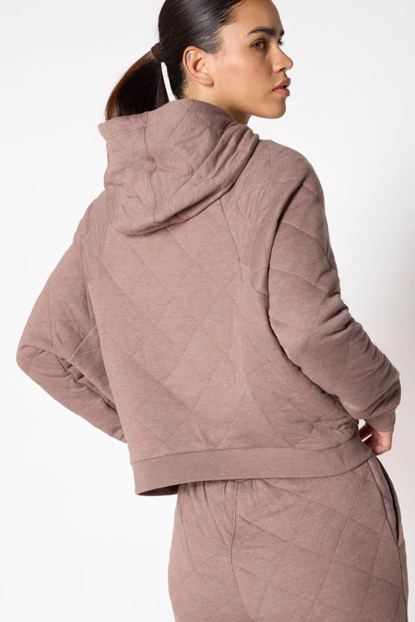 Aspire Cropped Relaxed Quilted Hoodie - Htr Almond sold by MPG product image thumbnail 3