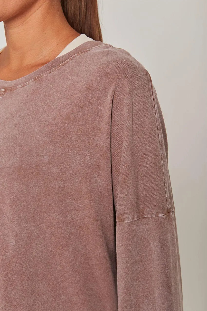 Calm Oversized Boxy Long Sleeve Top - Distressed Almond sold by MPG product image thumbnail 5