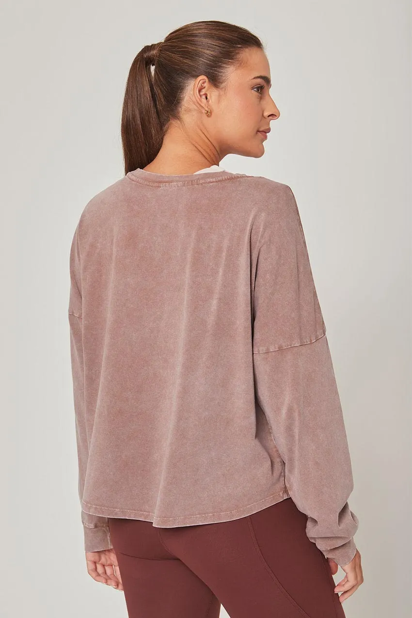 Calm Oversized Boxy Long Sleeve Top - Distressed Almond sold by MPG product image thumbnail 3