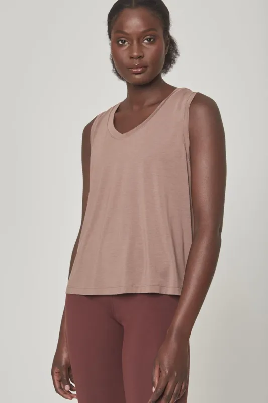 Breeze TENCEL™ Modal Sleeveless V-Neck Top - Almond sold by MPG
