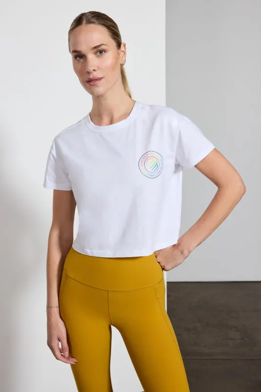 Calm Cropped Cut-Out Short Sleeve T-Shirt - White sold by MPG