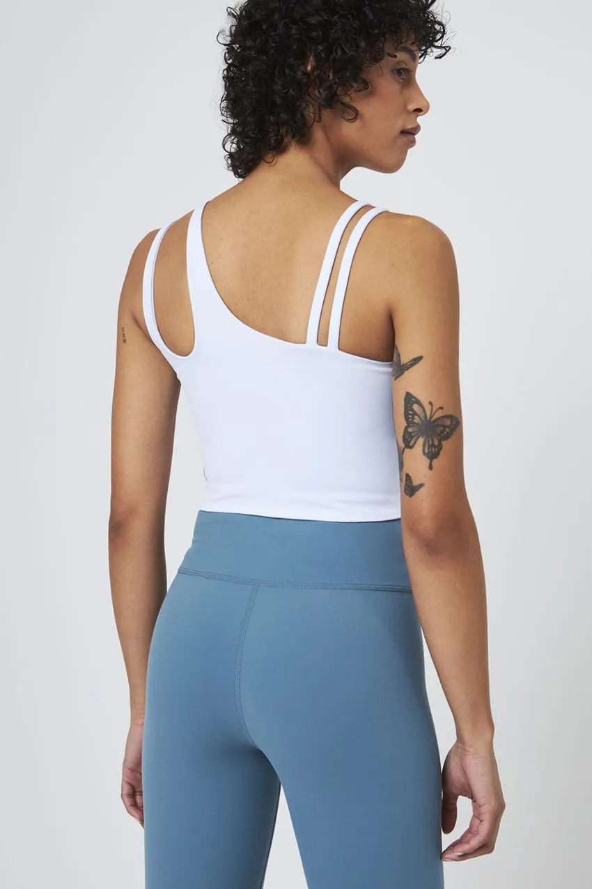 Vital Asymmetric Longline Sports Bra - Chambray sold by MPG